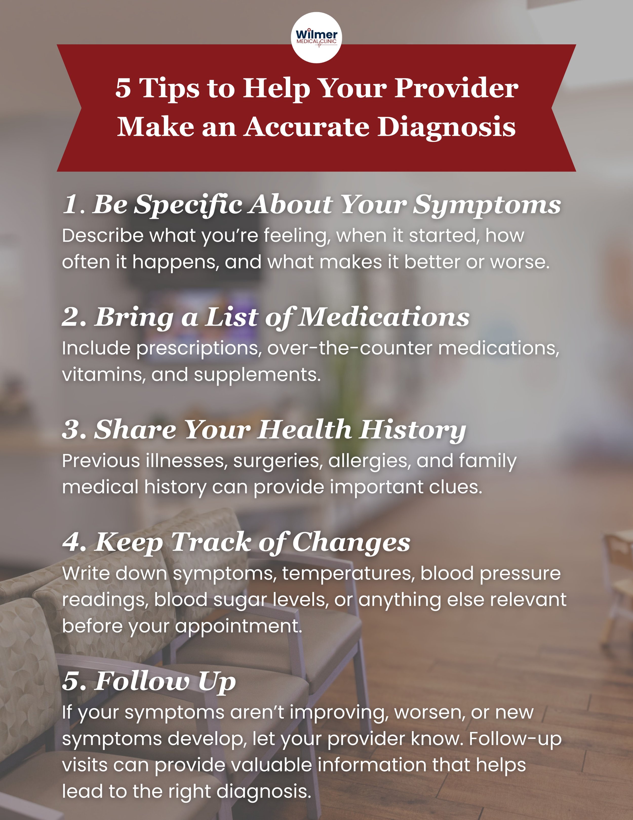Getting the right diagnosis starts with good communication. Here are 5 simple ways to help your healthcare provider better understand what&rsquo;s going on.

Have questions about your health? Our providers are here for you.

📲251-410-7425