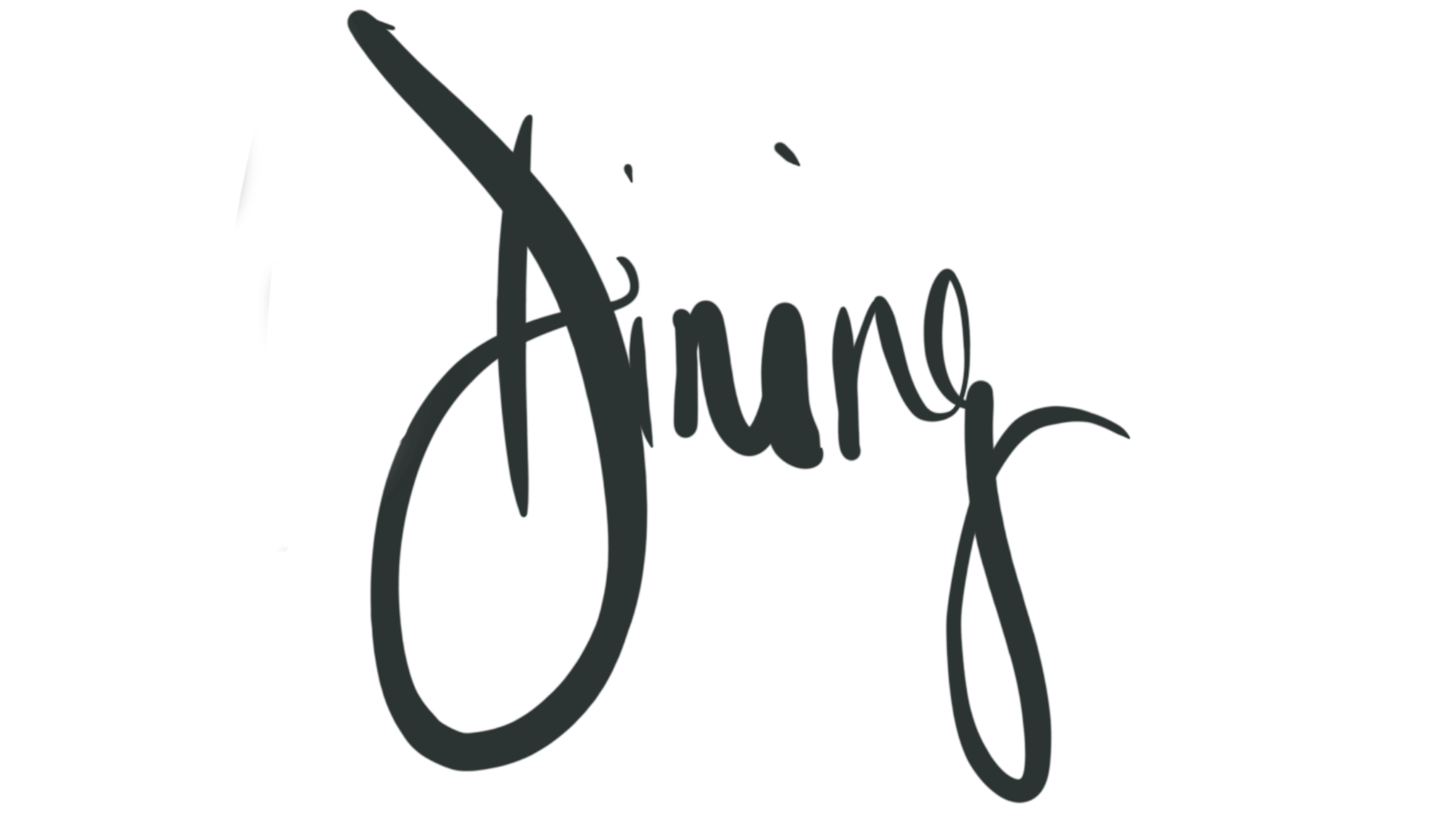 Handwritten black ink text on transparent background saying "Dining" in script style
