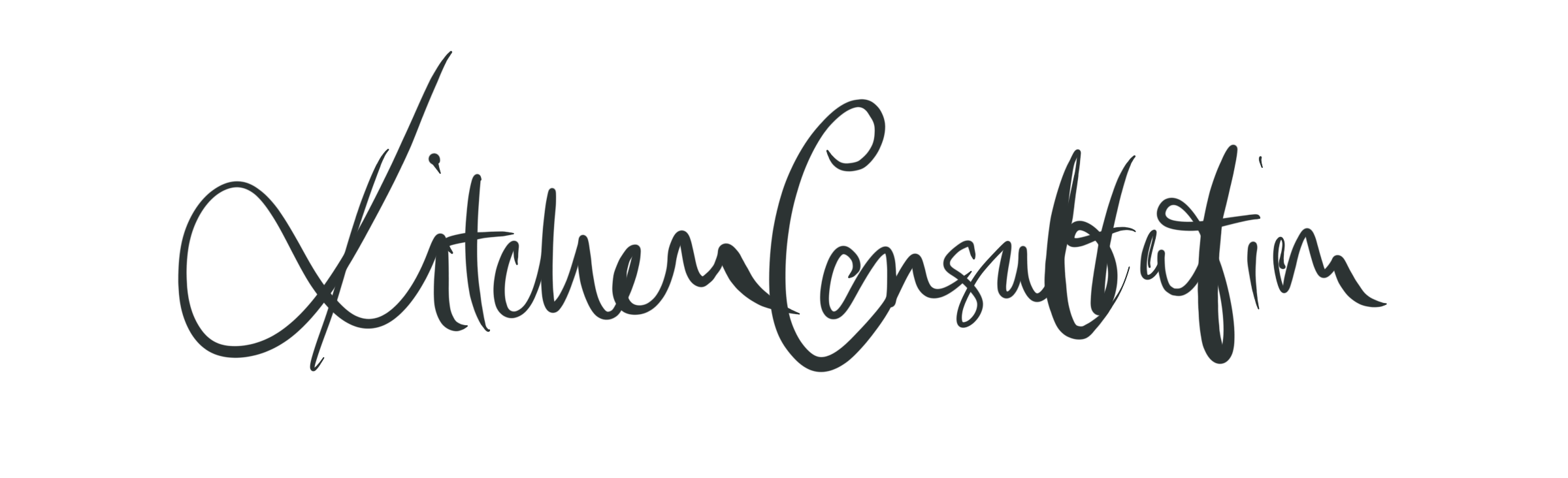 A handwritten-style logo that reads 'kitchen consultancy' in dark gray against a transparent background.
