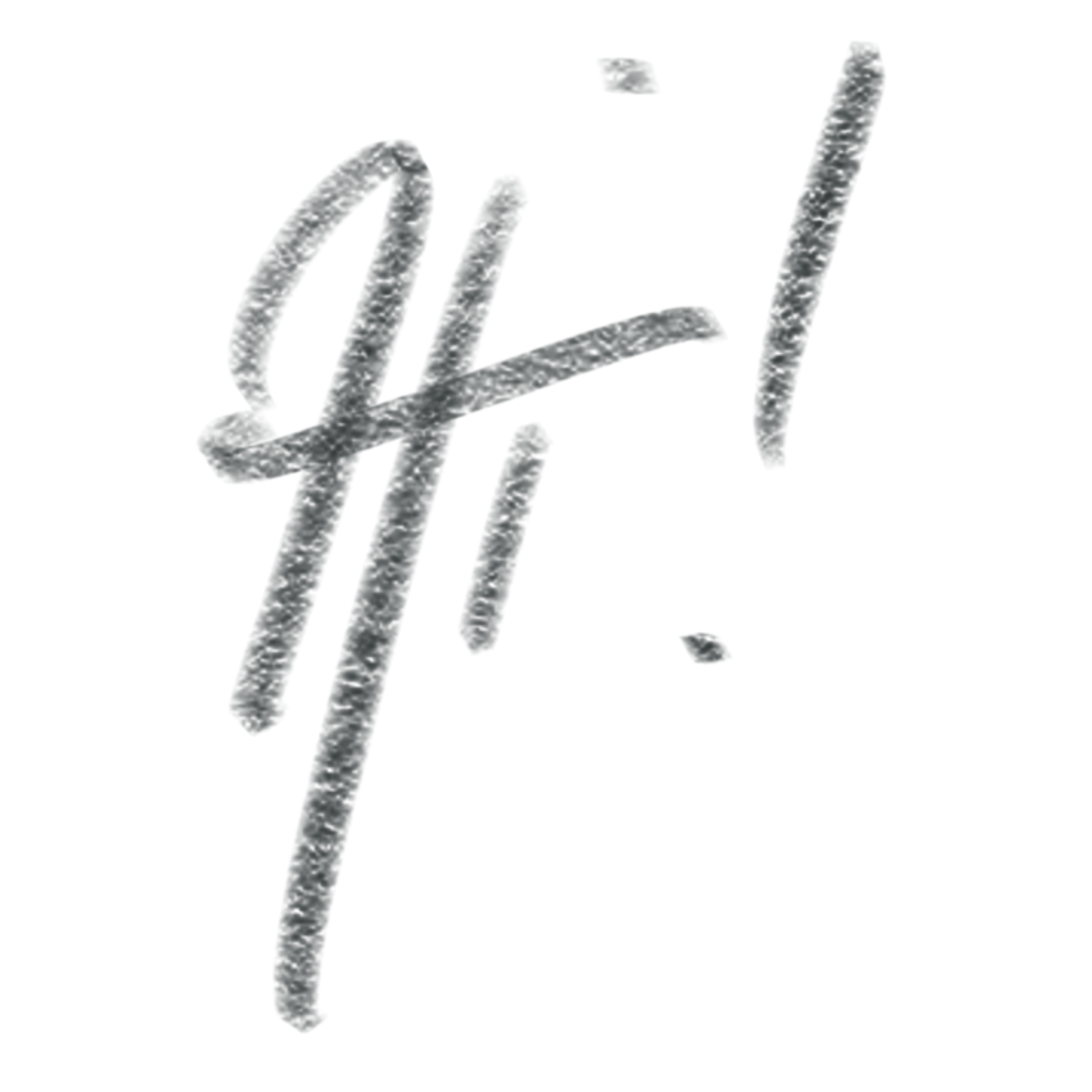 Black cursive text saying 'Hi!' on a black background.