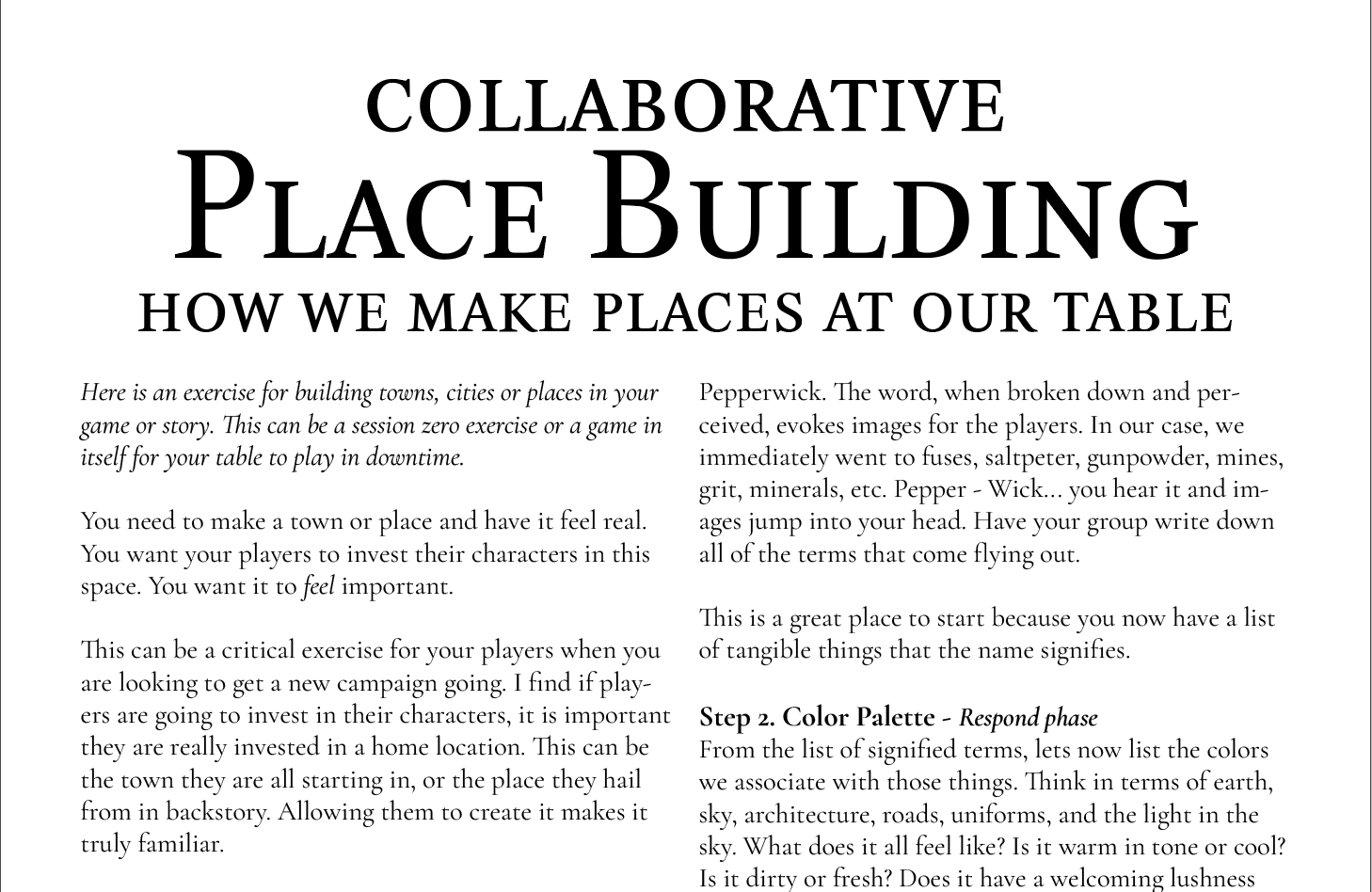 Collaborative Place Making