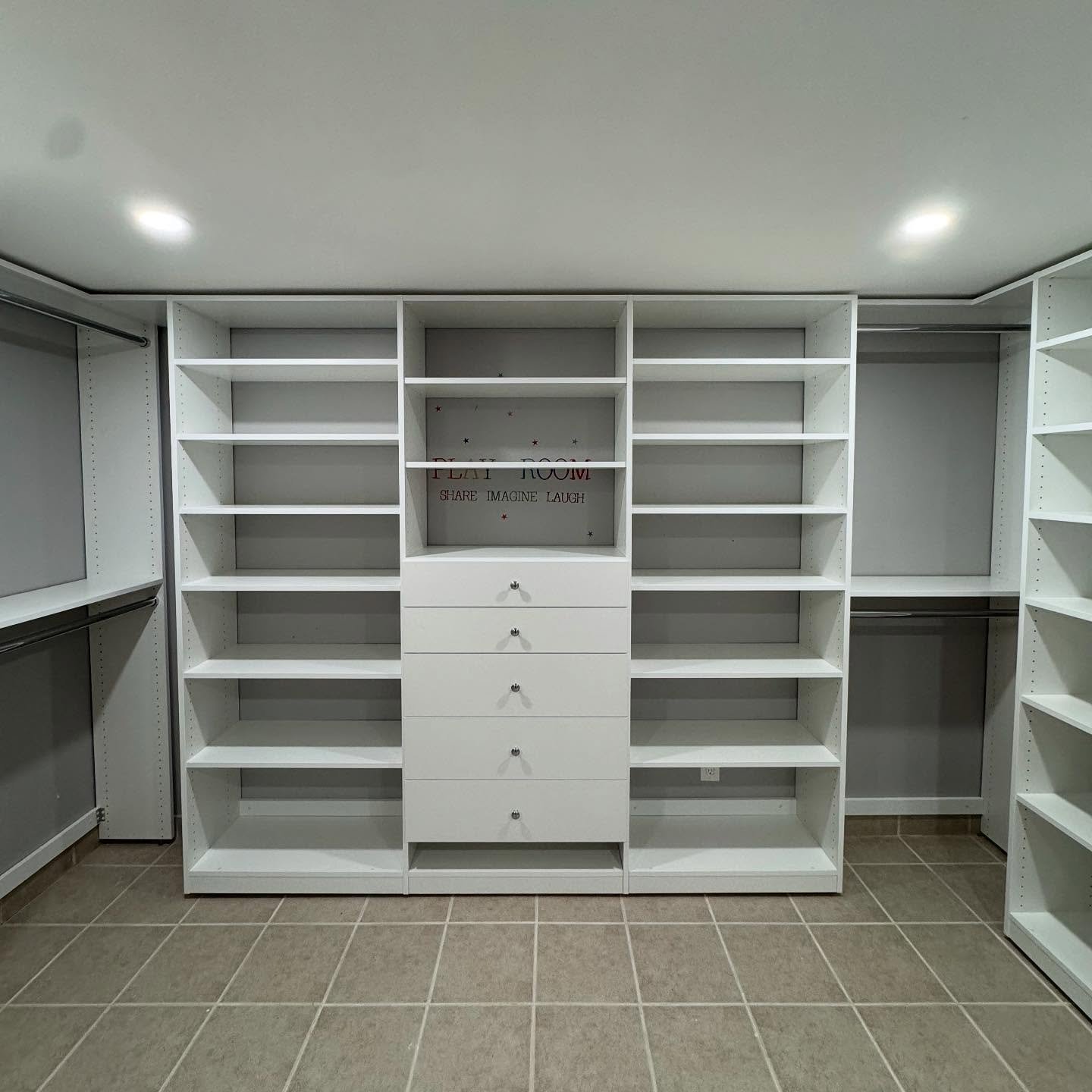 Downstairs play room turned into a full walk in closet! We maximize any space. #dreamclosets