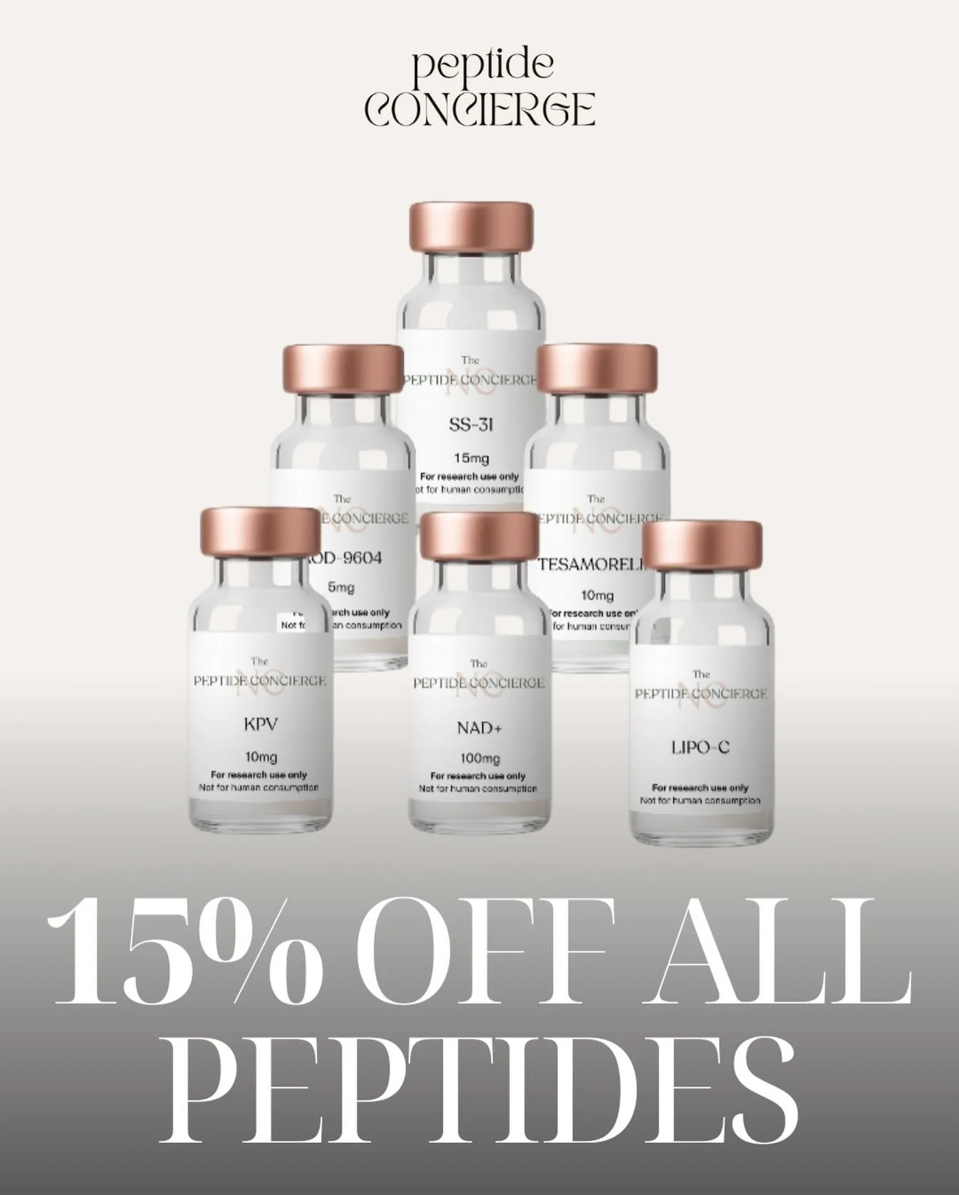 15% off ALL Peptides from now until Sunday, March 8th 🌿 Made in the USA. High Quality. Third Party Tested.

Interested in learning more about what Peptides are all about? Our co-founder Lori Valenti Webb is certified in Peptide Therapy through Intri