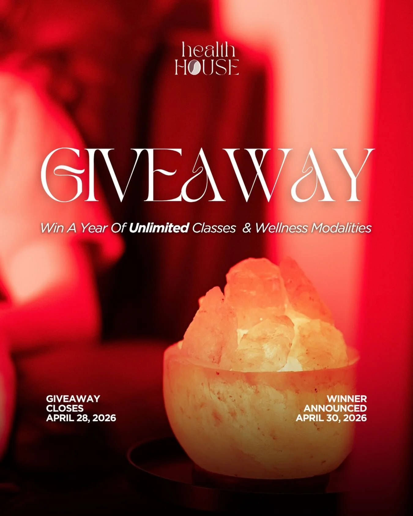 ✨ OUR BIGGEST GIVEAWAY YET ✨

We&rsquo;re gifting one lucky winner a FULL YEAR of unlimited classes + wellness modalities at Health House.

We want to take a moment to thank our community. Your support, energy, and presence mean everything to us. If 