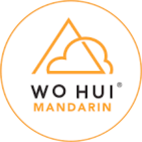 Wo Hui Mandarin logo with a triangle and cloud design.