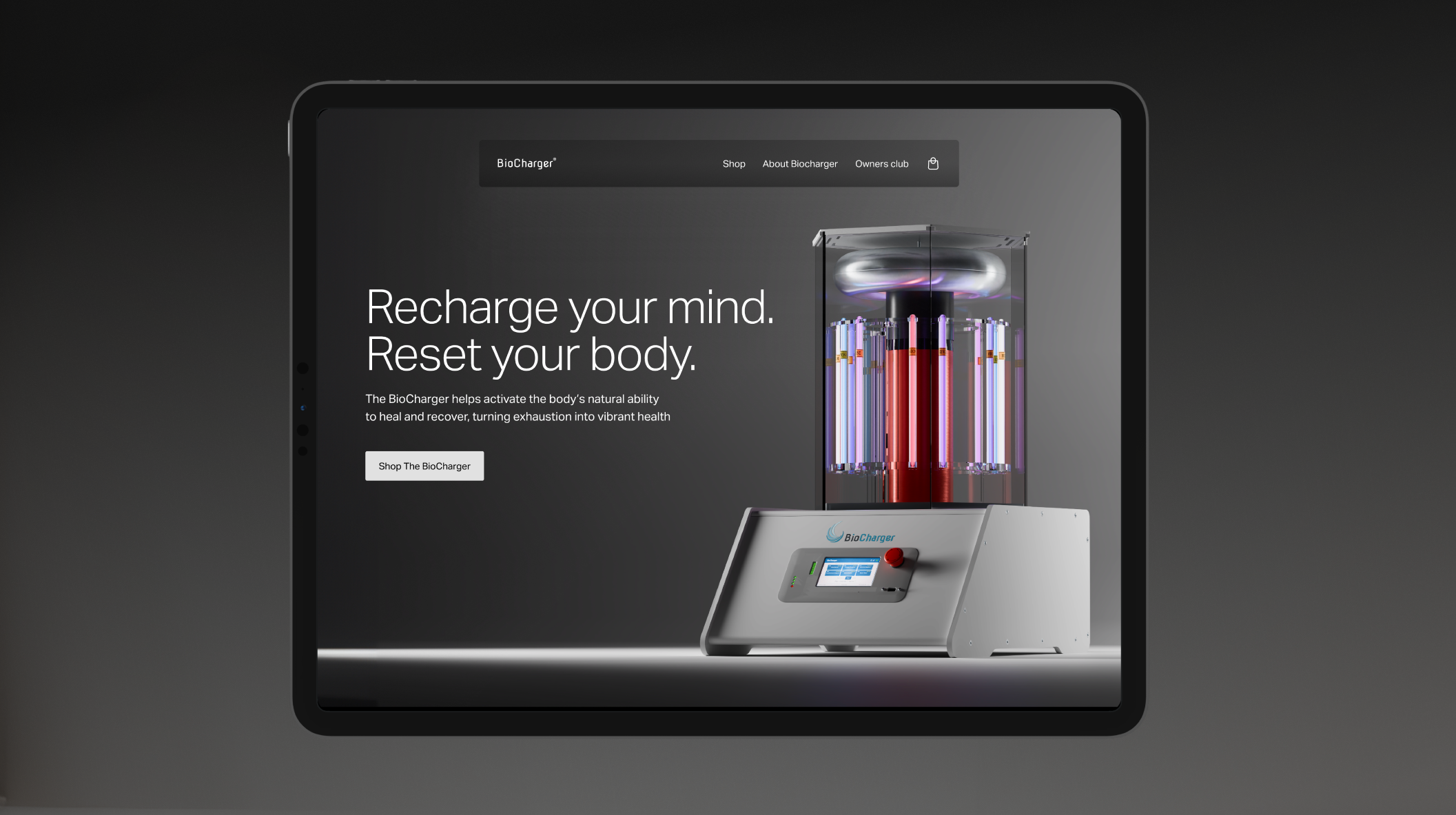 Dark mode render used in-situ for a mock-up elevation of their website.