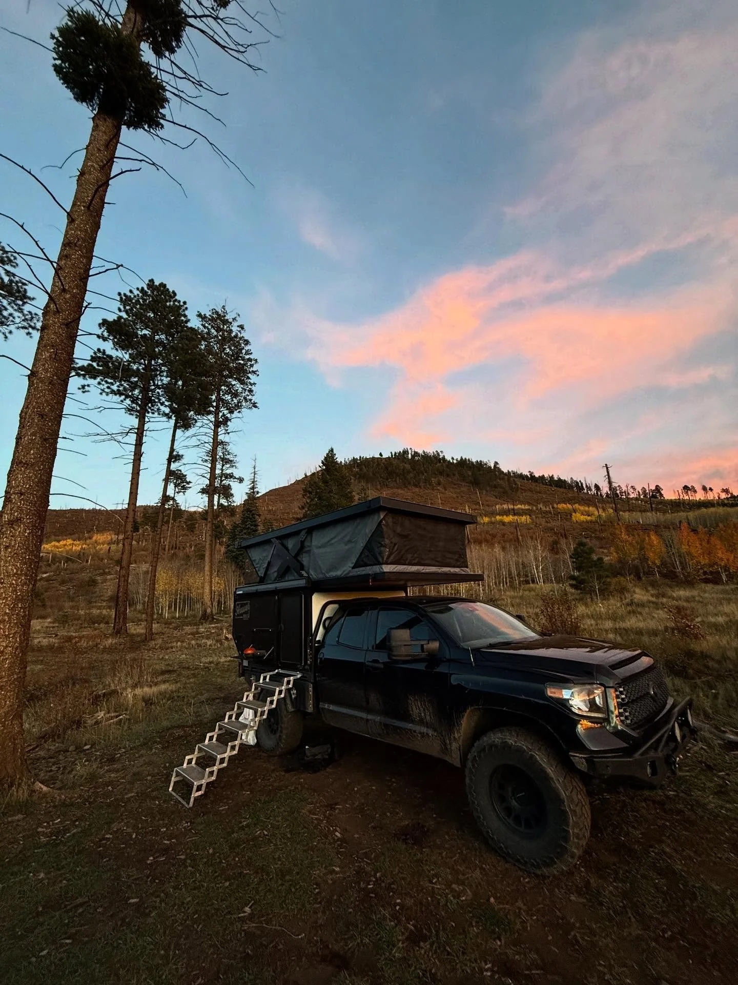 The tundra flatbed setup did not disappoint for our first night out with our month old baby! So rad ๐
