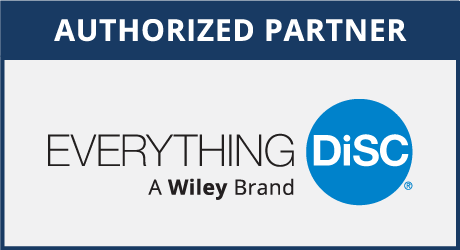 Authorized partner logo for Everything DiSC, a Wiley brand, with a blue circle and white text.