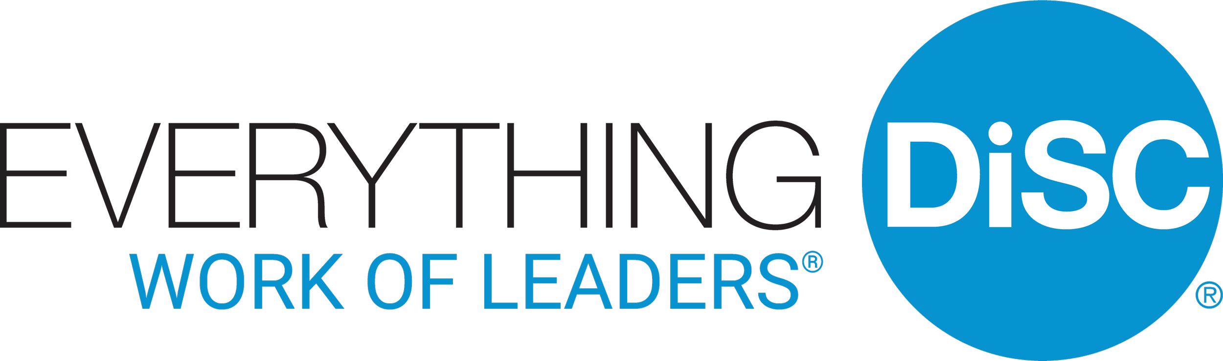 Logo for Everything DISC Work of Leaders featuring the words 'EVERYTHING DISC' in black, 'WORK OF LEADERS' in blue, and a large blue circle with 'DISC' in white inside it.
