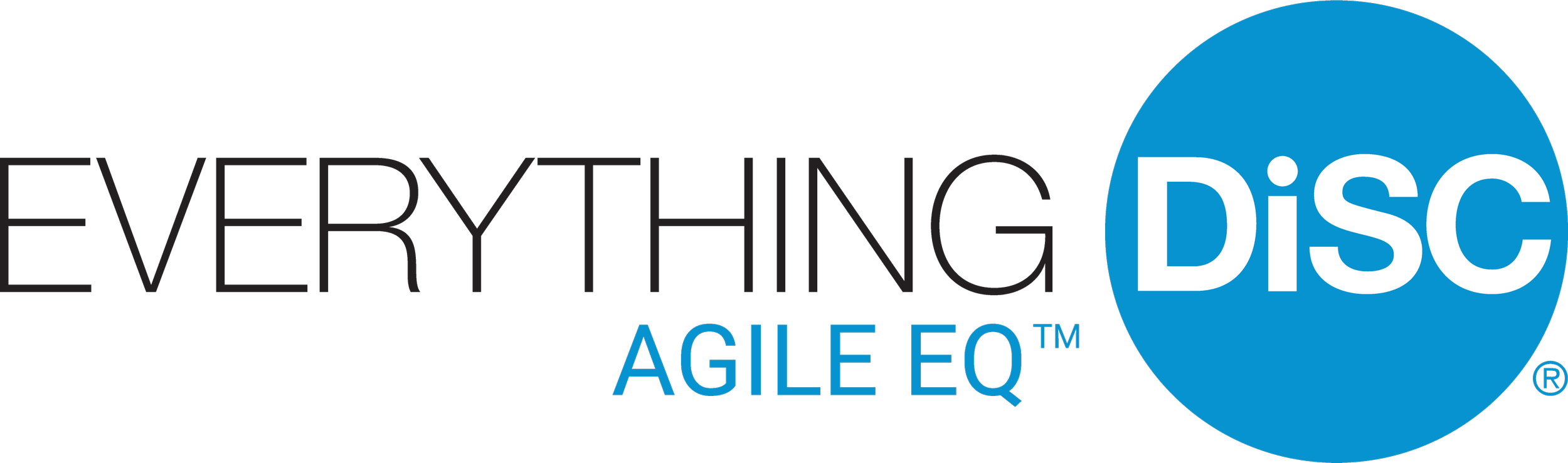 Logo of Everything DiSC Agile EQ, featuring the word 'DISC' inside a blue circle with 'EVERYTHING' and 'AGILE EQ' written around it.