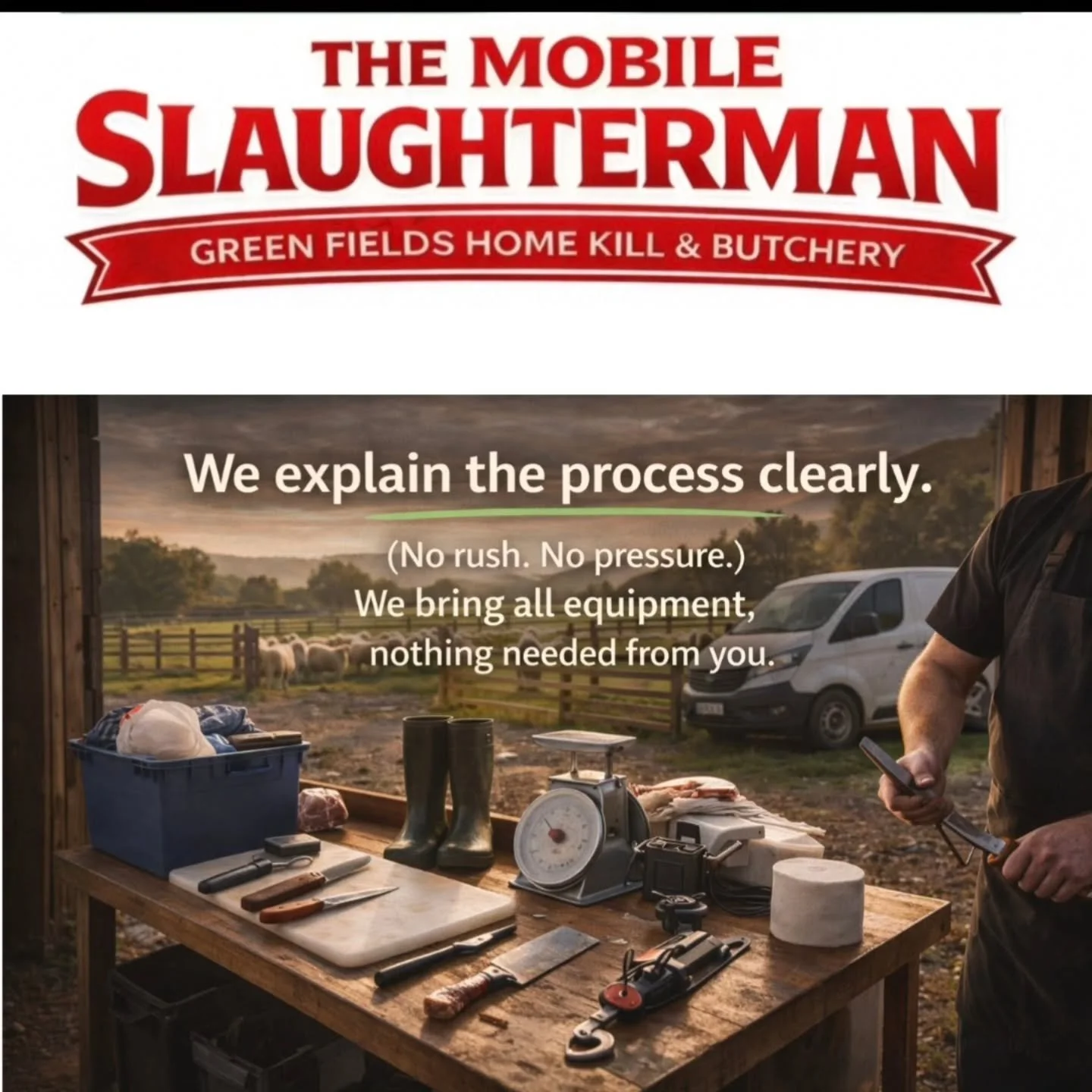 If you&rsquo;ve ever thought about home kill but felt unsure where to start, that&rsquo;s exactly why we do what we do, everything is handled on site. Everything is explained properly and you can ask anything at any stage.

Helping smallholders under