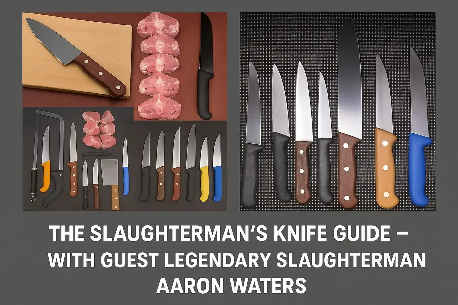 Hero Image for The Slaughterman's Knife Guide featuring knives and guest expert Aaron Waters
