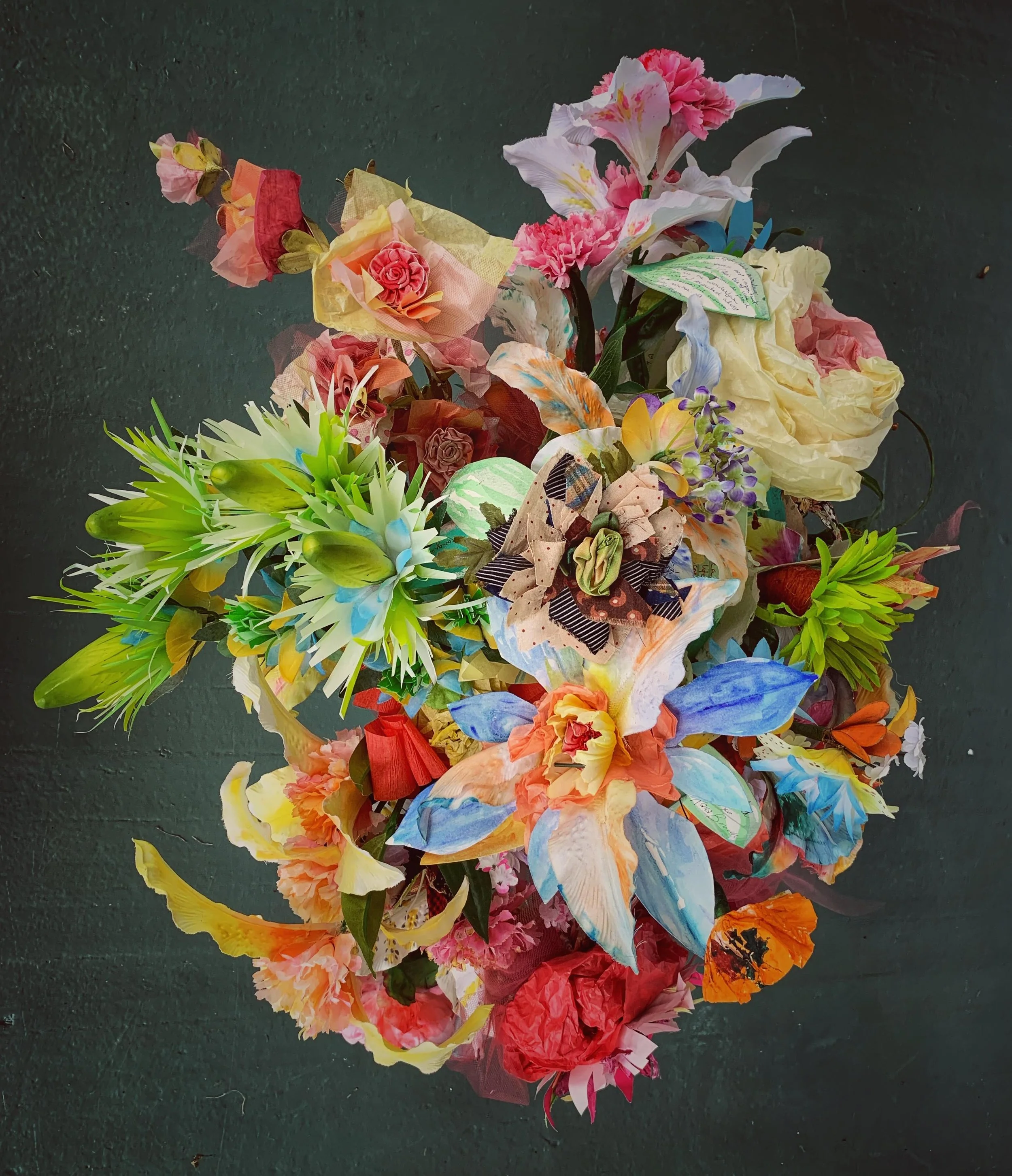 Paper bouquet I made with secret messages of love hidden throughout.