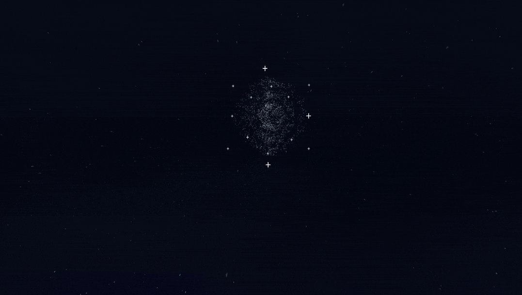 Abstract digital pattern with small white dots on a dark background, resembling stars.