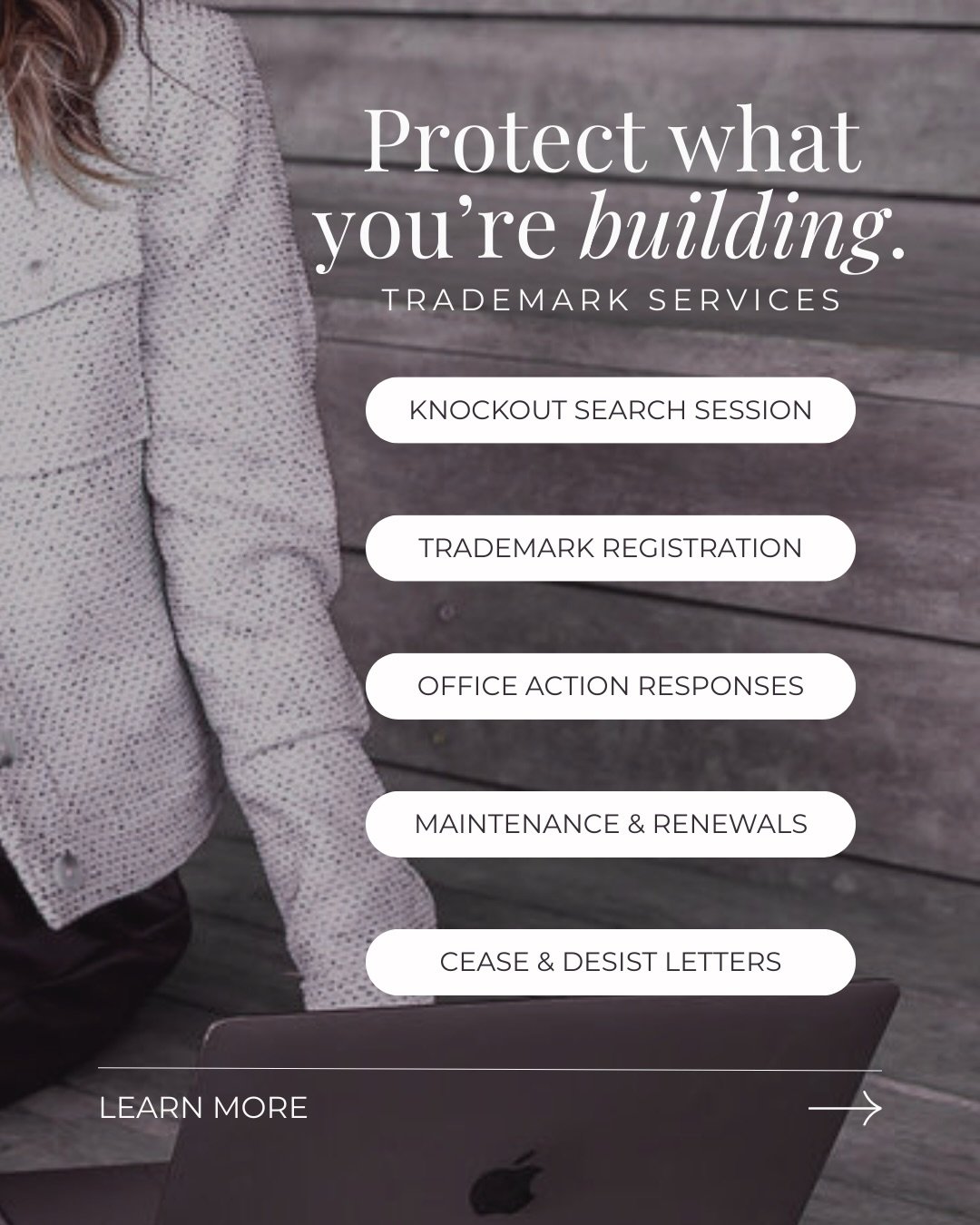 No matter where you are in your business journey, your brand deserves protection.

Victoria Wiley Law offers flat-fee trademark services built to support brands at every stage, whether you are bringing a new idea to life or nurturing a growing brand.