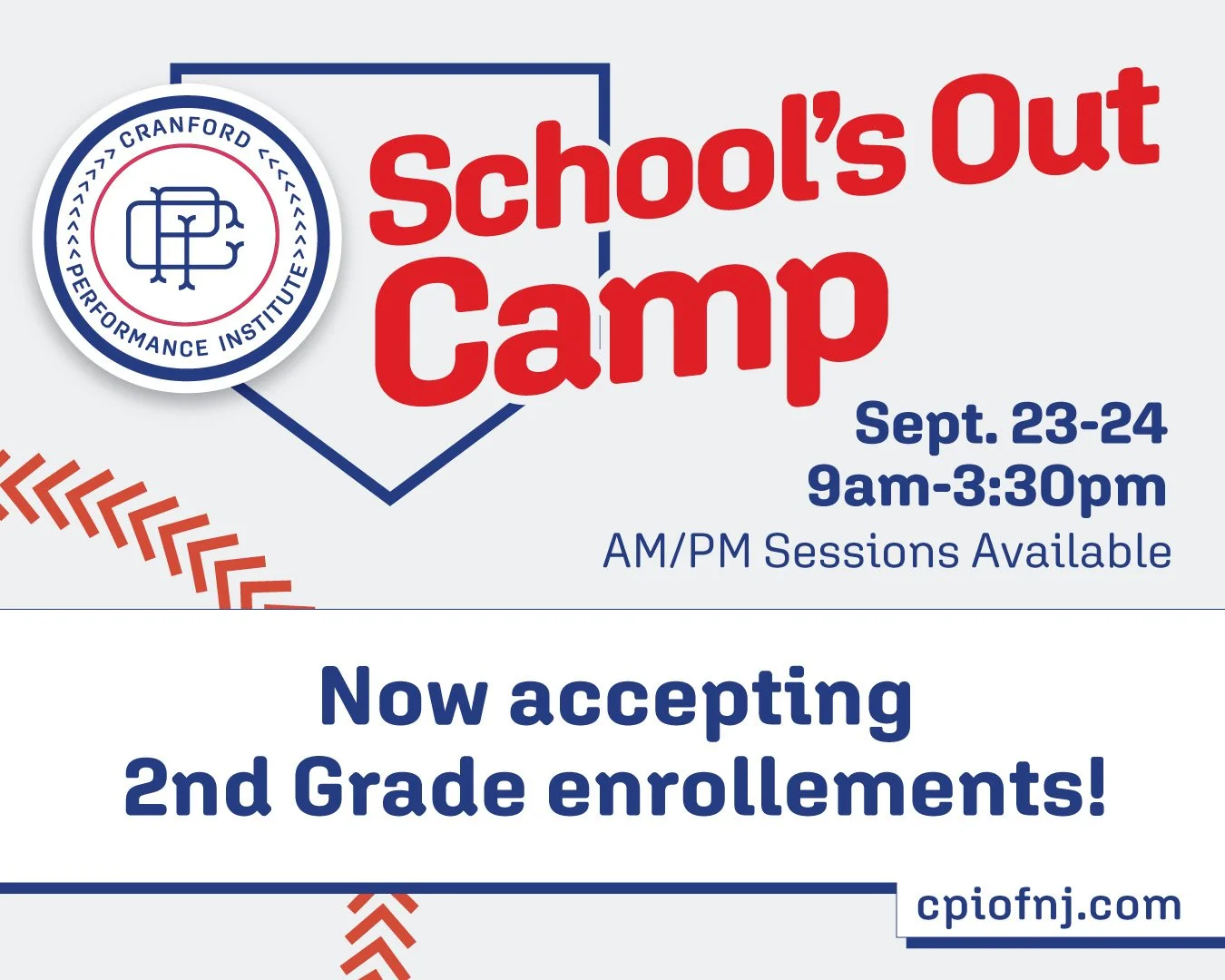 🎉 Update: Now Open to 2nd Graders! 🎉

Great news&mdash;our School's Out Camp at @CranfordPerformanceInstitute is now accepting 2nd grade kids along with 3rd&ndash;8th graders!

📅 When: September 23 &amp; 24
🕘 Options: Full Day (9:00&ndash;3:30) o