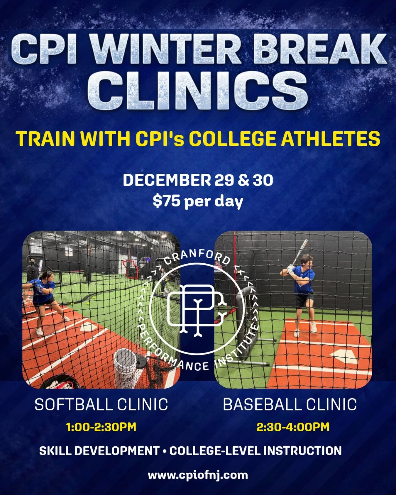 🔥🔥 COLLEGE ATHLETE TAKEOVER AT CPI 🔥🔥

This offseason, the work doesn&rsquo;t stop.

Train with the college athletes who&rsquo;ve been grinding at CPI all winter and learn what it really takes to play at the next level.

AGES 9 and up

📅 Monday 