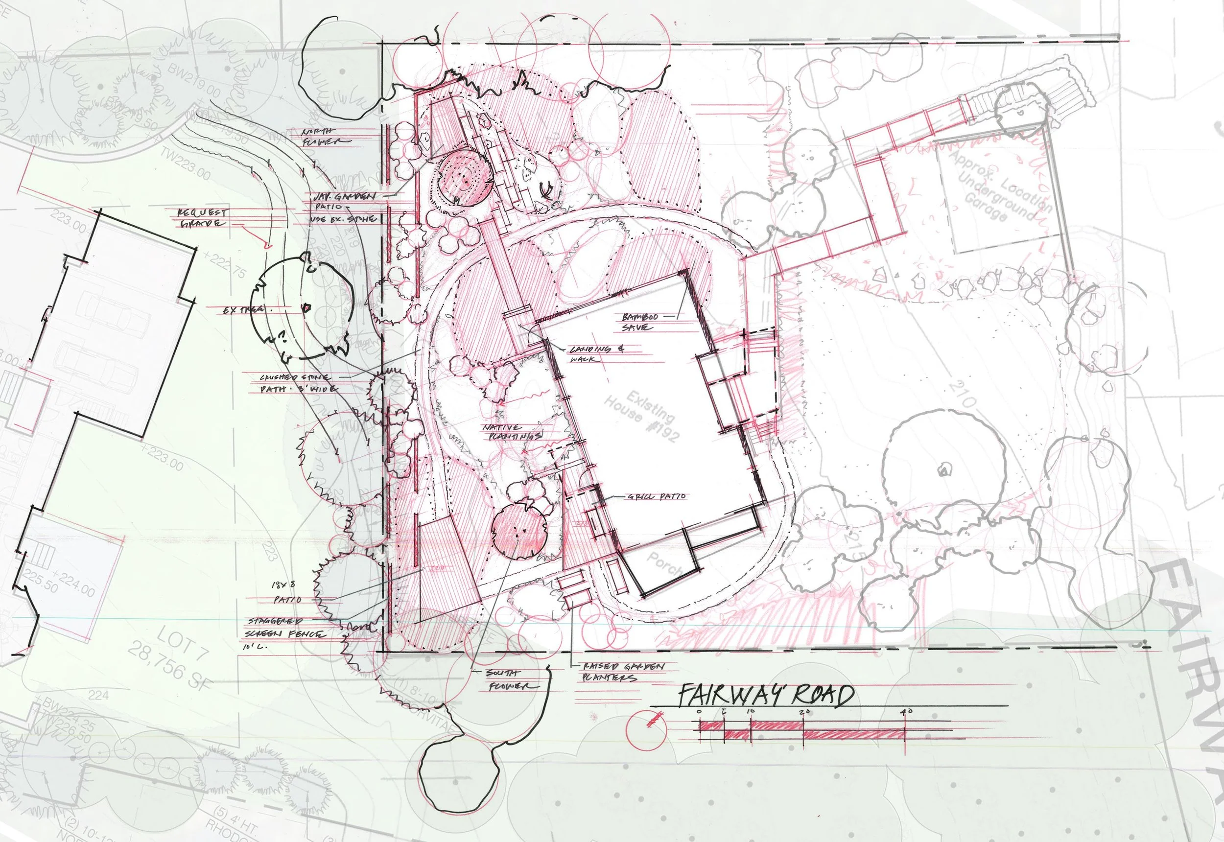 Private residence site landscape and planting concept plan 