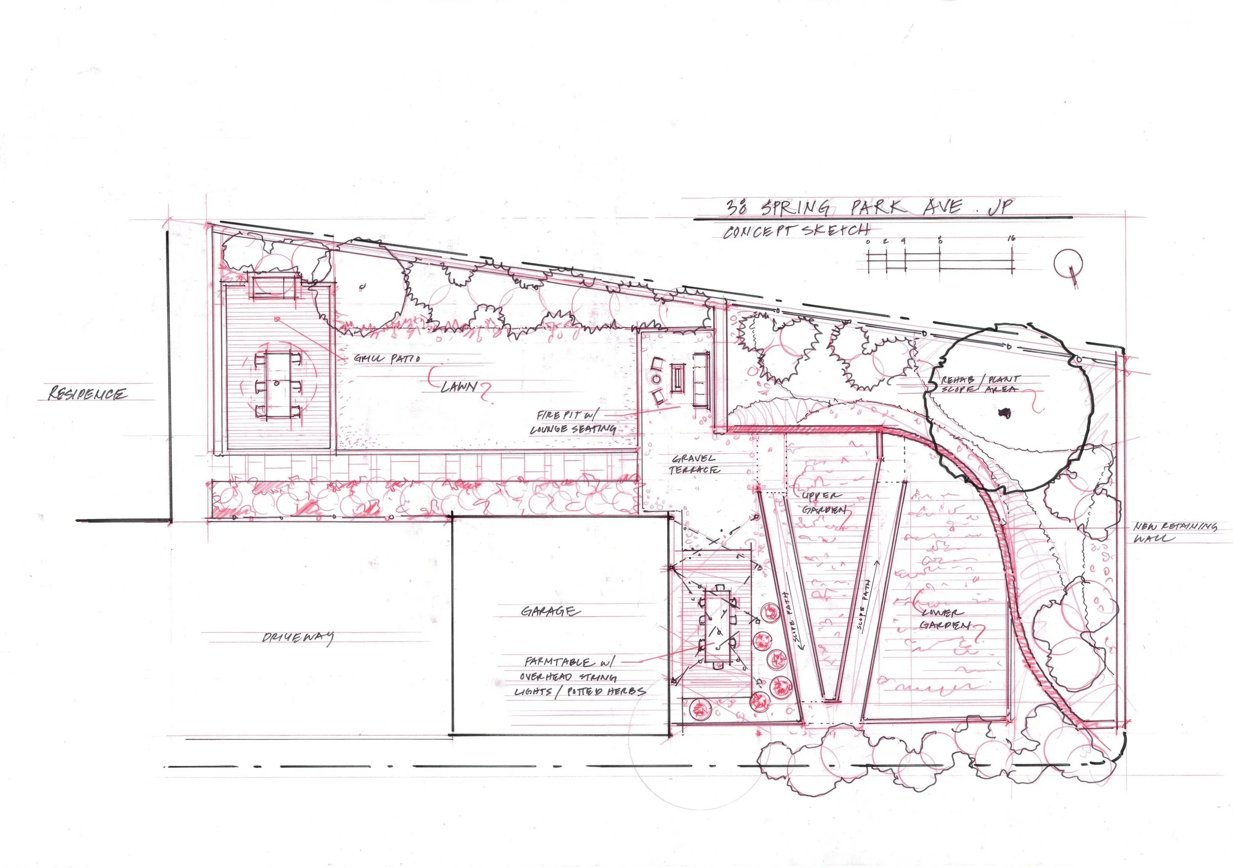 Private residence site landscape and terrace concept plan 