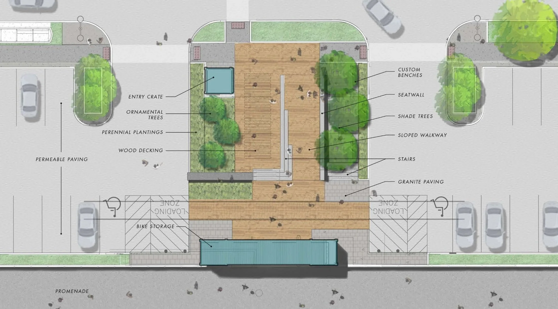 Plan diagram of an entry portal / parklette