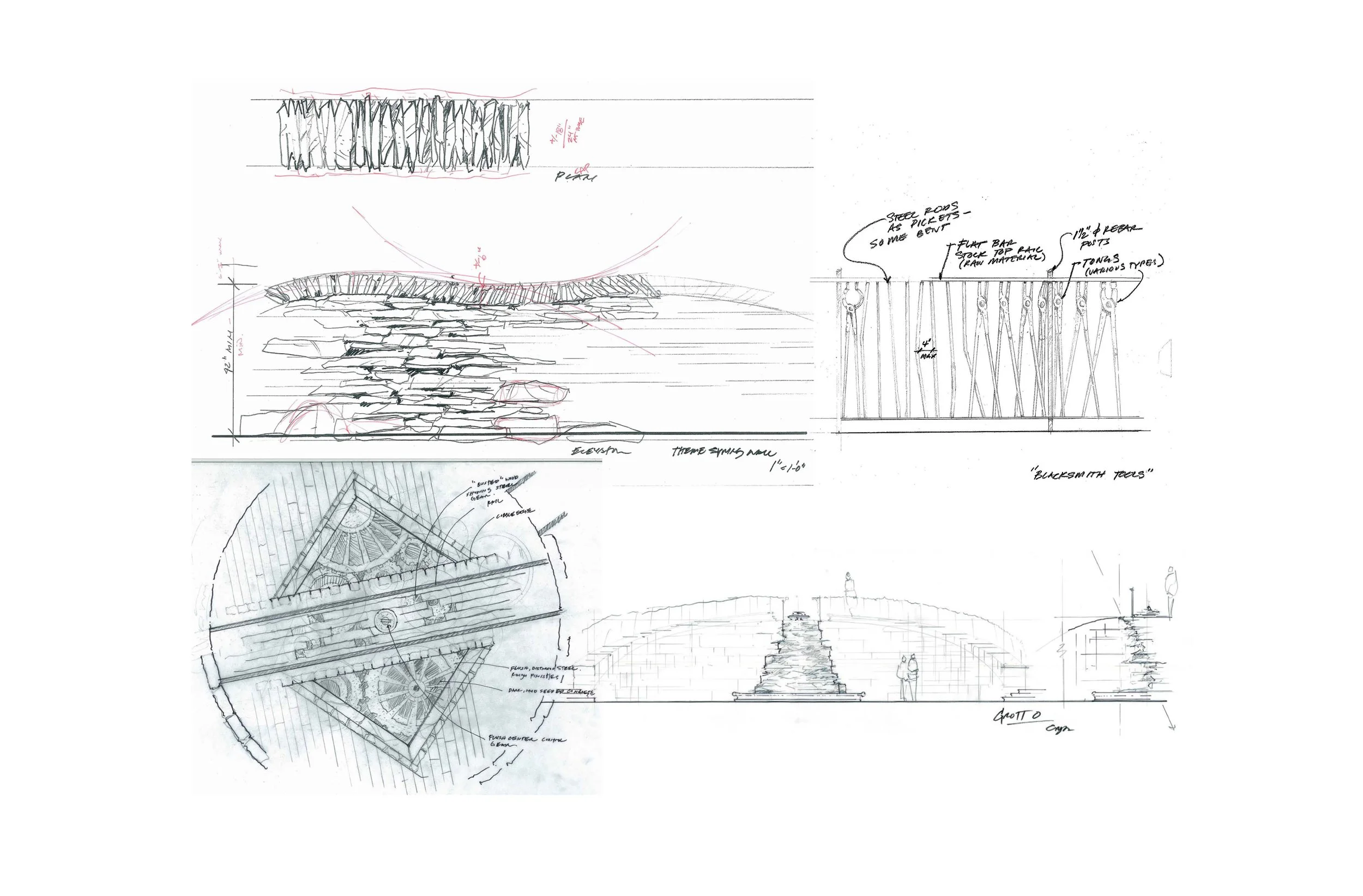 Early material and detail sketches
