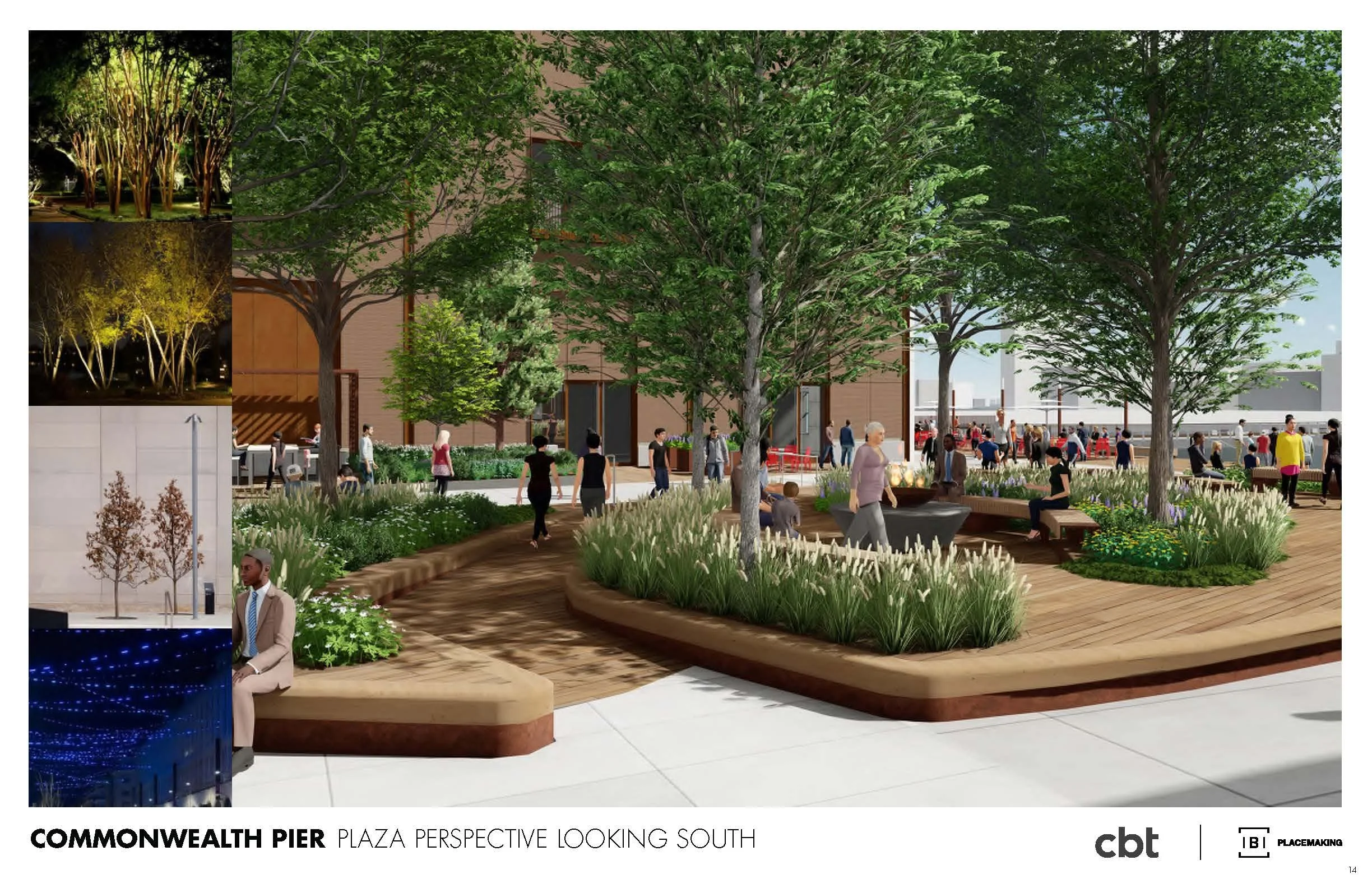 Plaza shade seating area model view