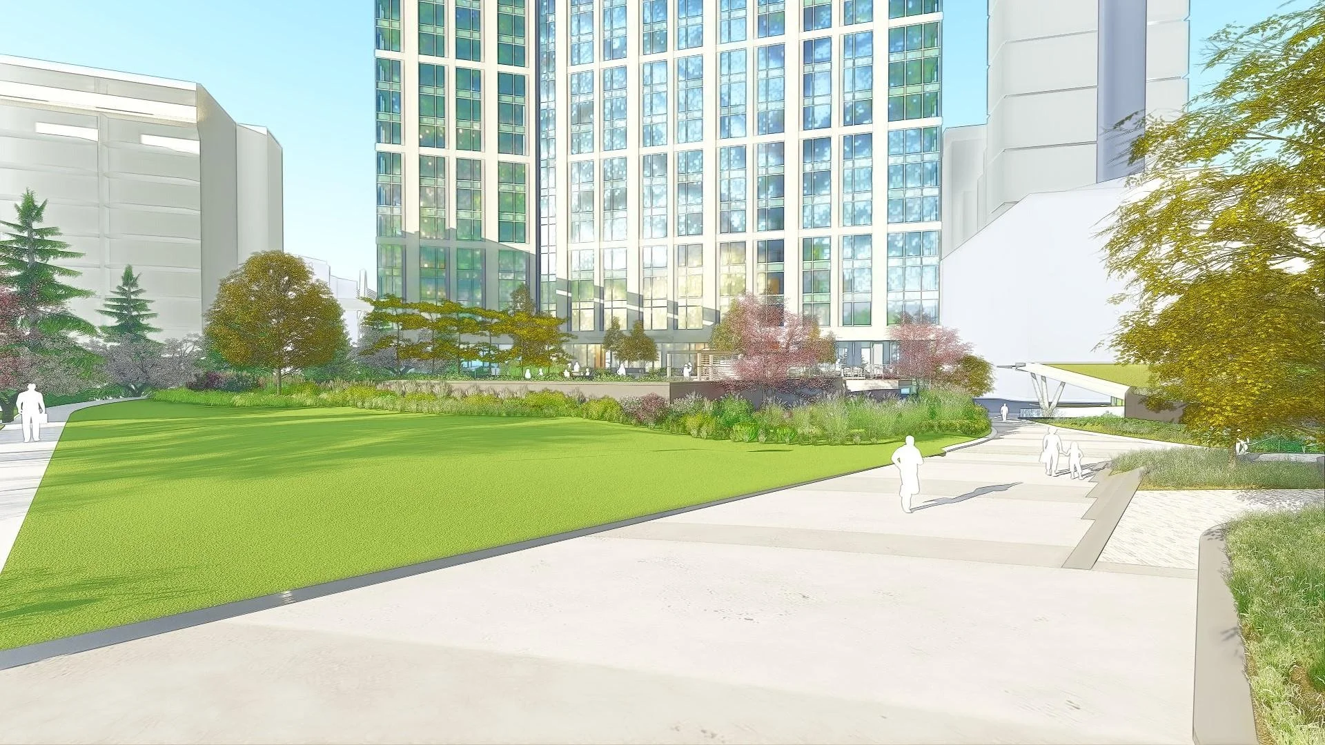 Pedestrian Path and Amenity Terrace View Model