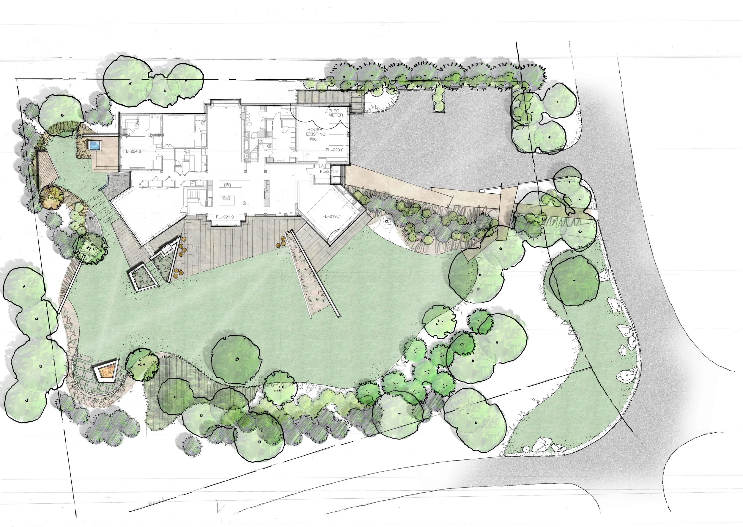 Private residence site landscape concept plan - with Faithfull Flowers