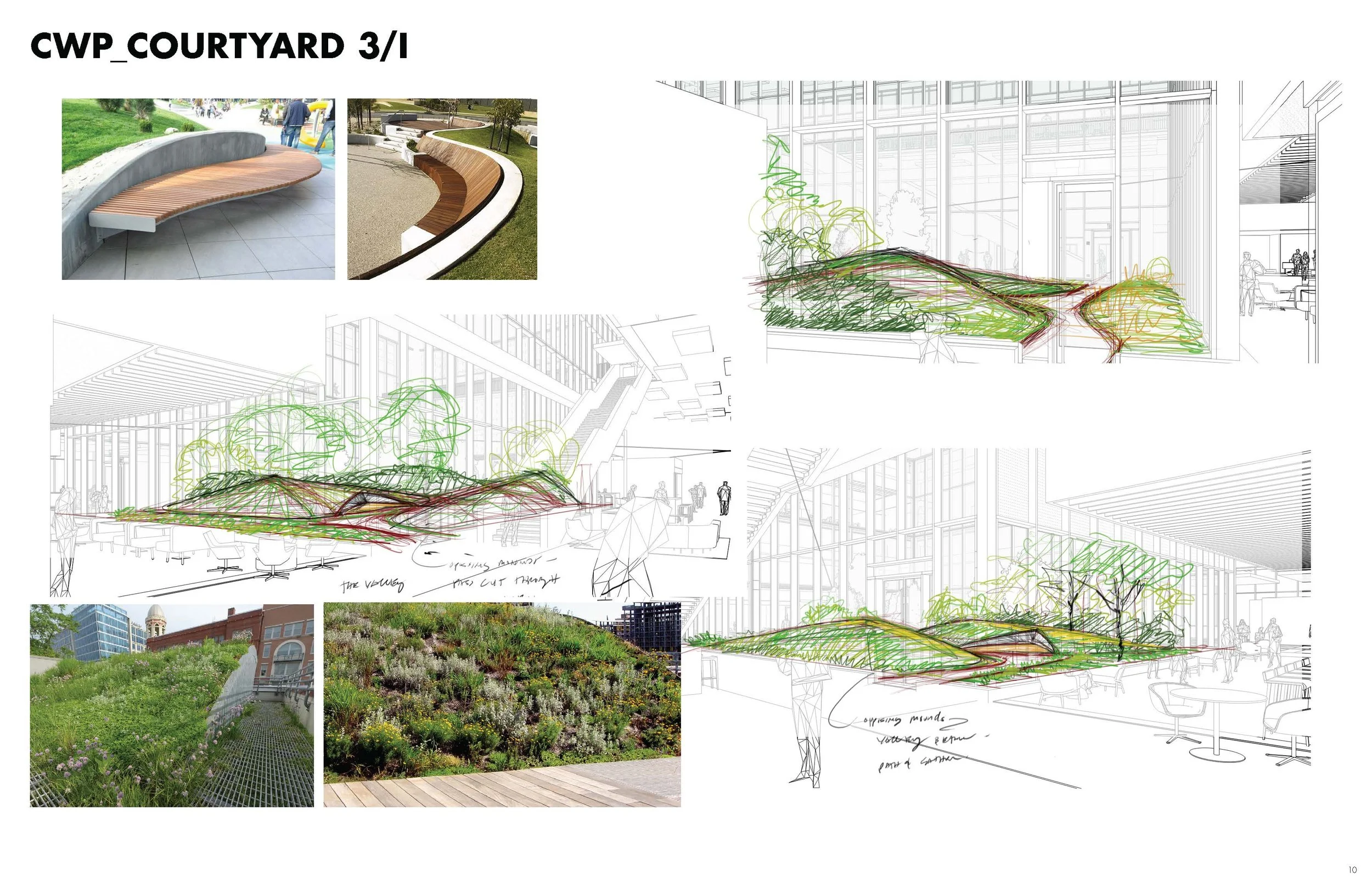 Courtyard model view sketches