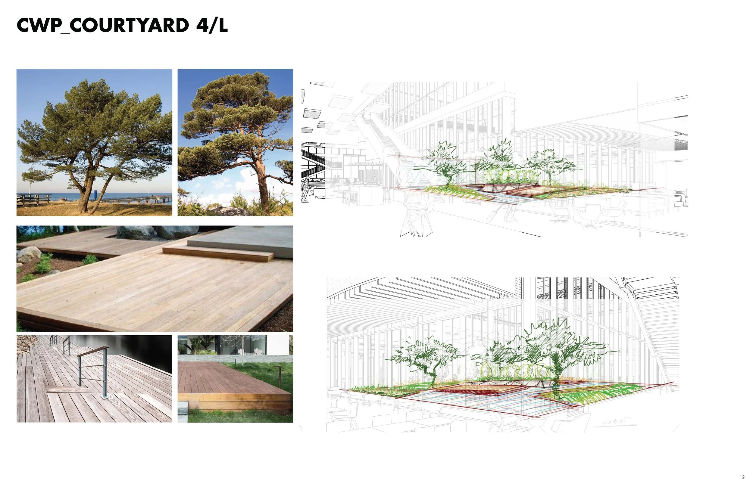 Courtyard model view sketches