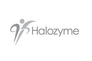 Logo of Halozyme with stylized human figure and company name