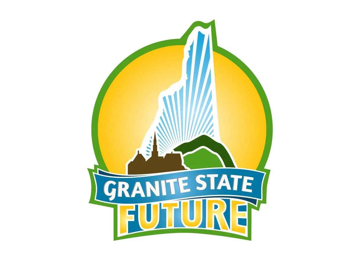 Logo featuring a mountain, waterfall, and distant landscape with the text 'Granite State Future'.