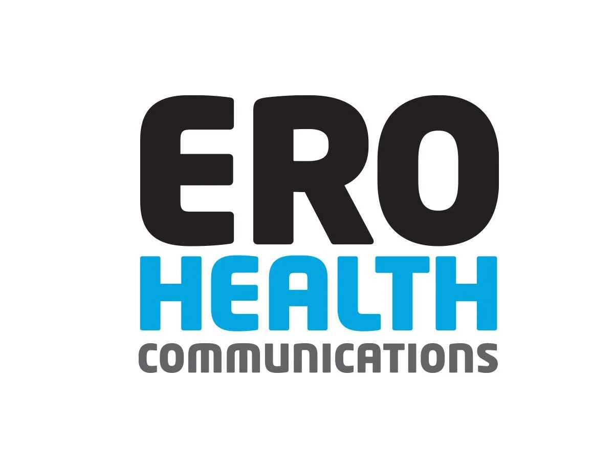 Ero Health Communications logo with the words 'ERO,' 'HEALTH,' and 'COMMUNICATIONS' in bold black, blue, and gray text respectively