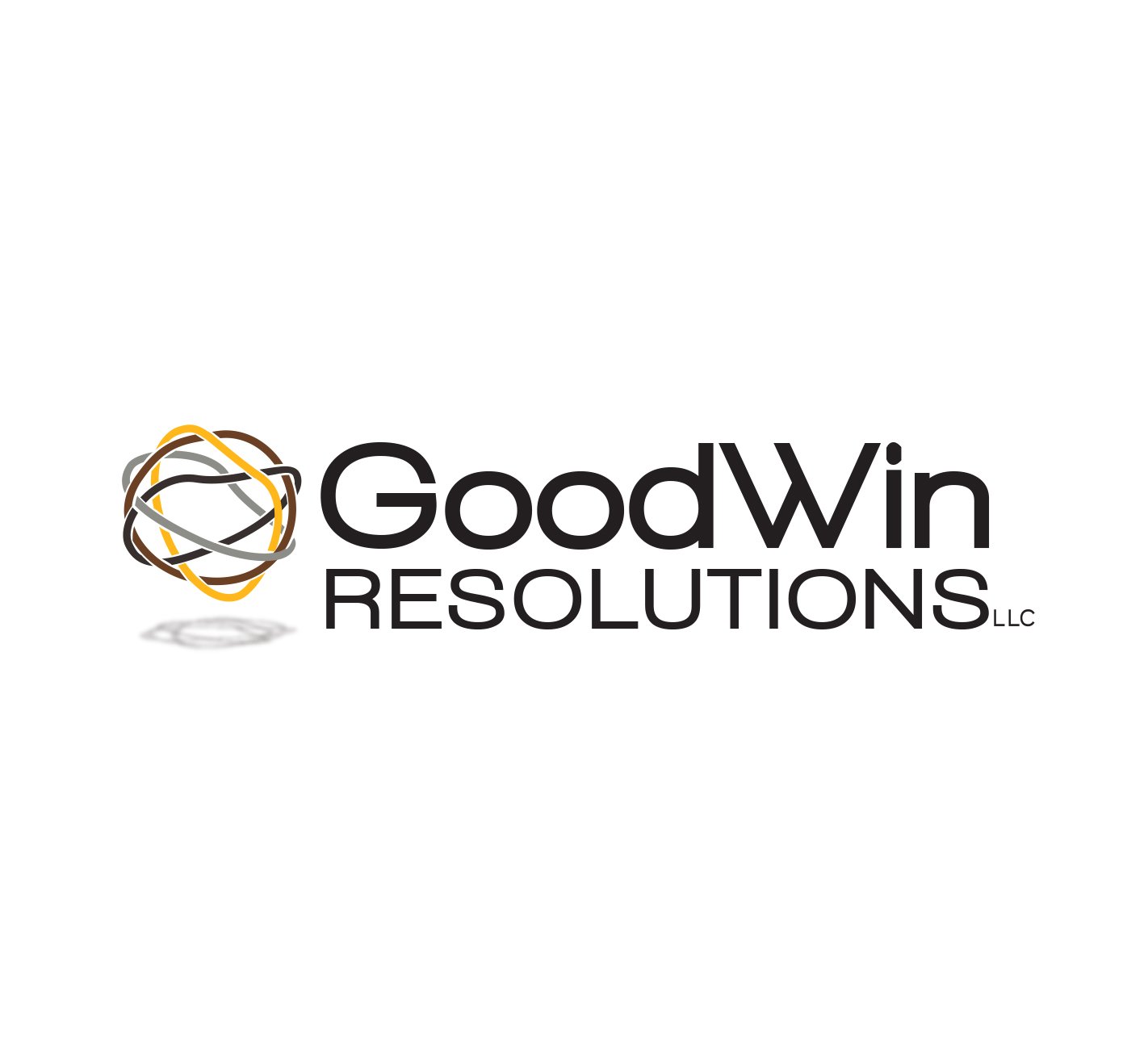Logo for GoodWin Resolutions LLC featuring a tangled sphere graphic and the company name in black and yellow text.
