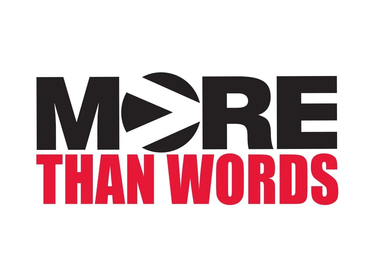 The text 'More Than Words' with a stylized 'O' resembling a soccer ball.