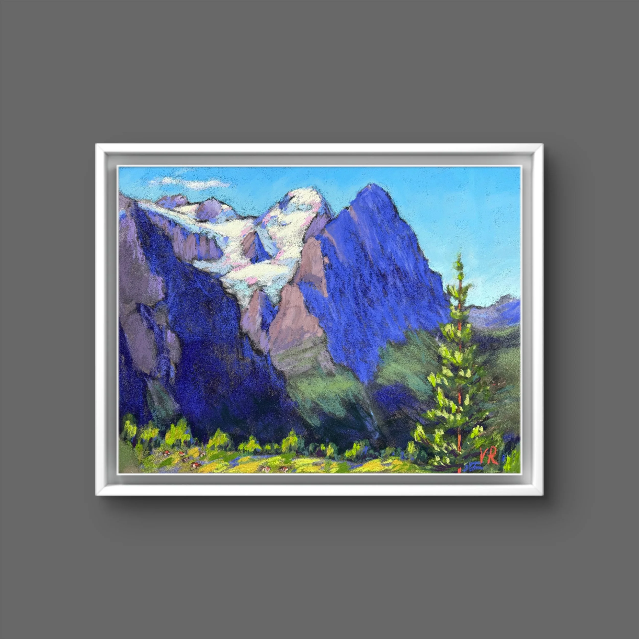 "View from Grosse Scheidegg" pastel painting, plein air