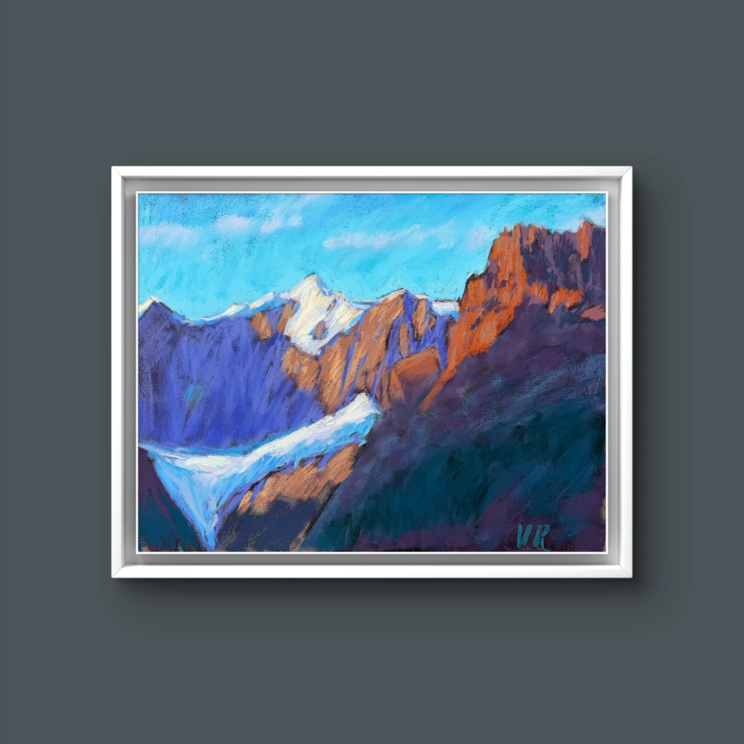 "Grindelwald Glacier" pastel painting, plein air
