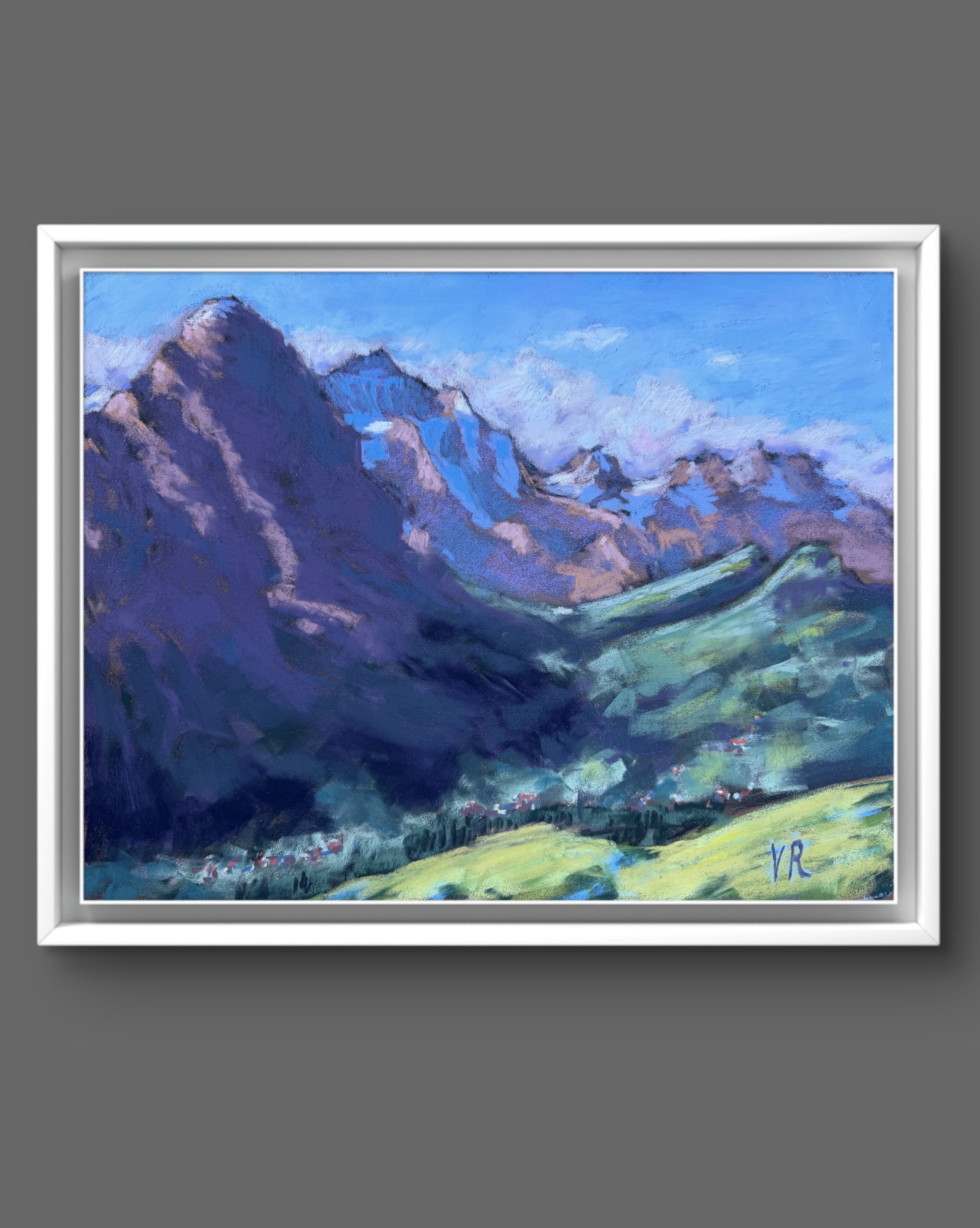 "Grindelwald from First" pastel painting, plein air