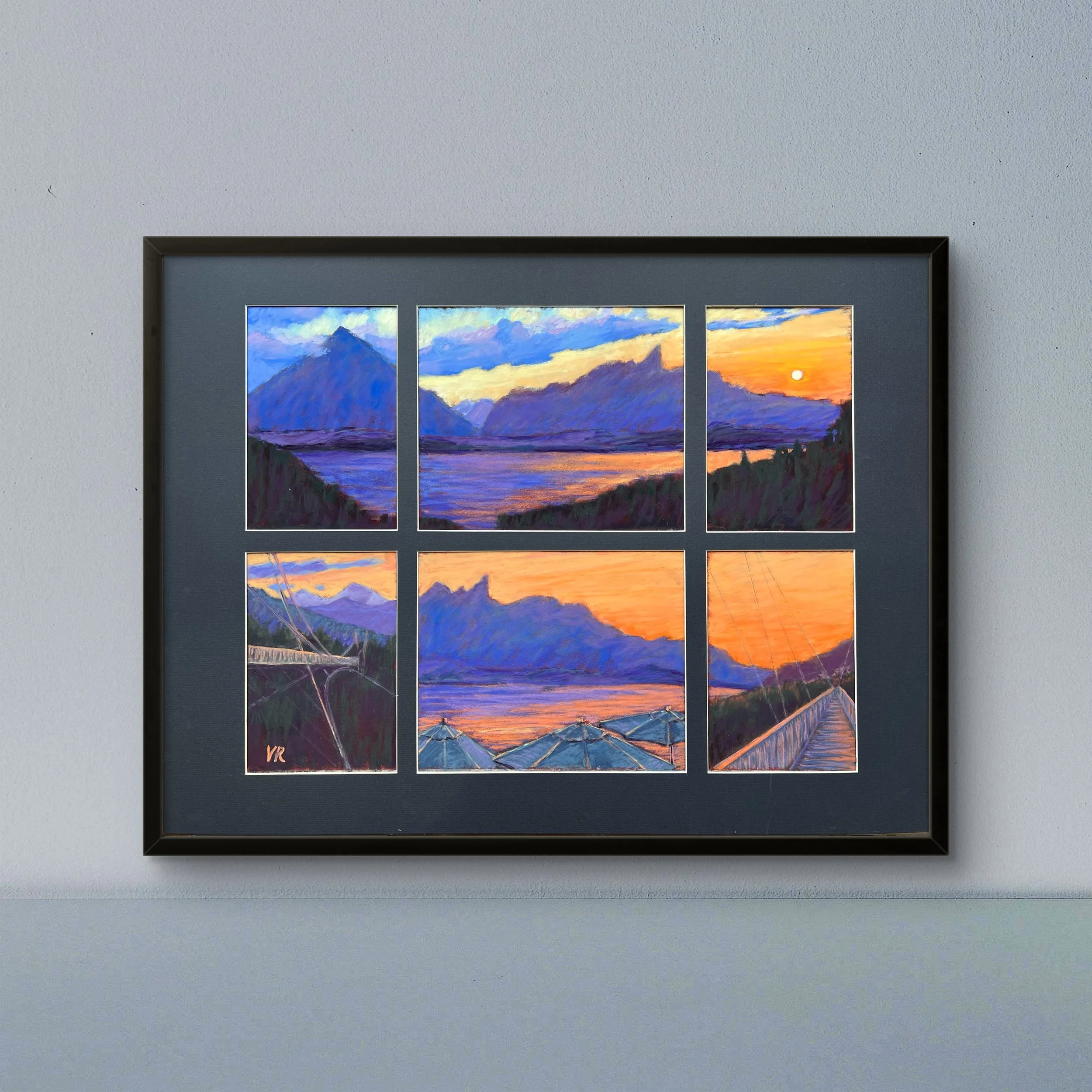 The sunset over the lake Thun