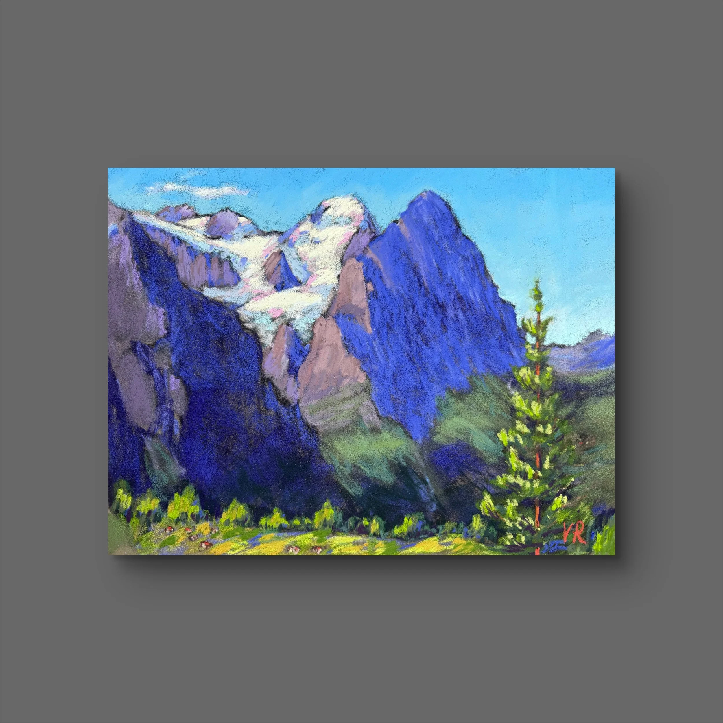 "View from Grosse Scheidegg" pastel painting, plein air