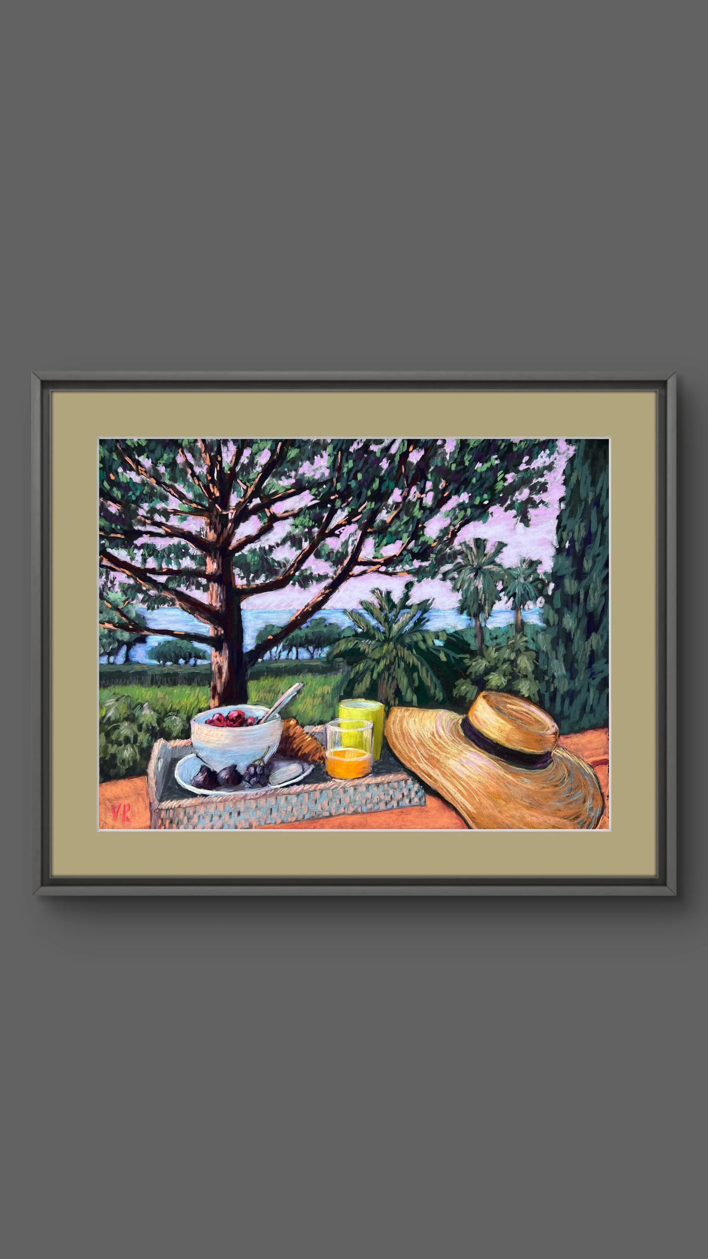 Petit Dejeuner in pink- soft pastel framed & museum glass