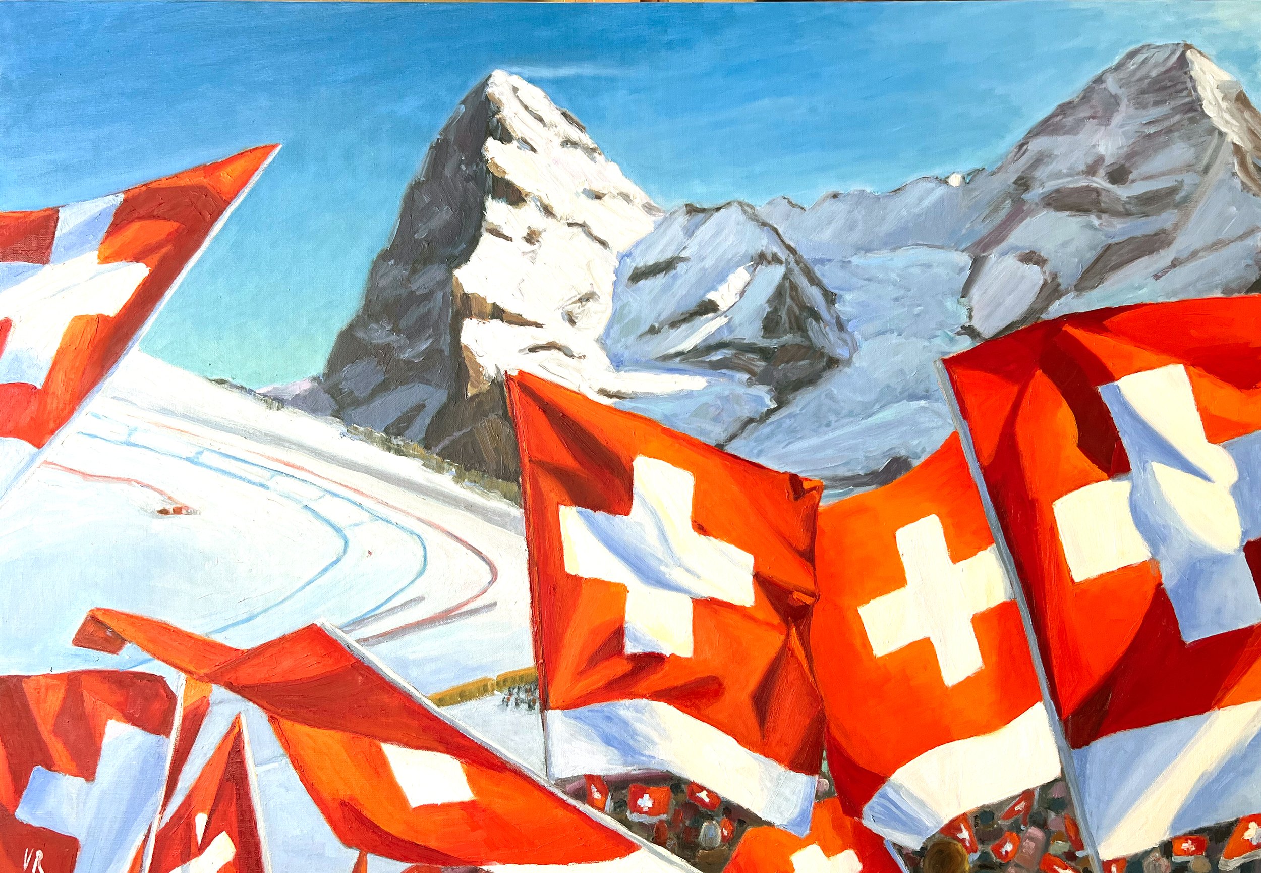 Eiger Lauberhorn oil painting
