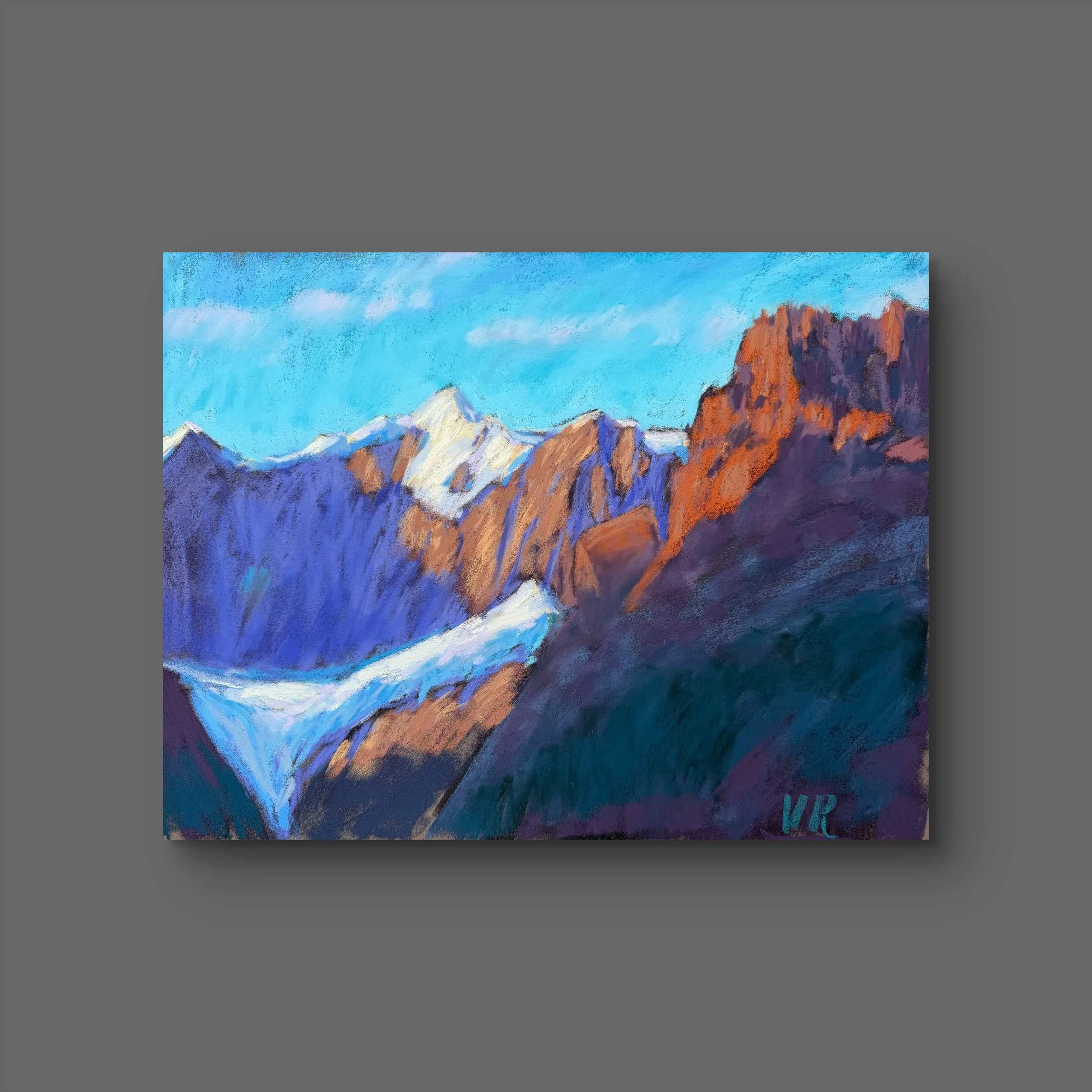 "Grindelwald Glacier" pastel painting, plein air