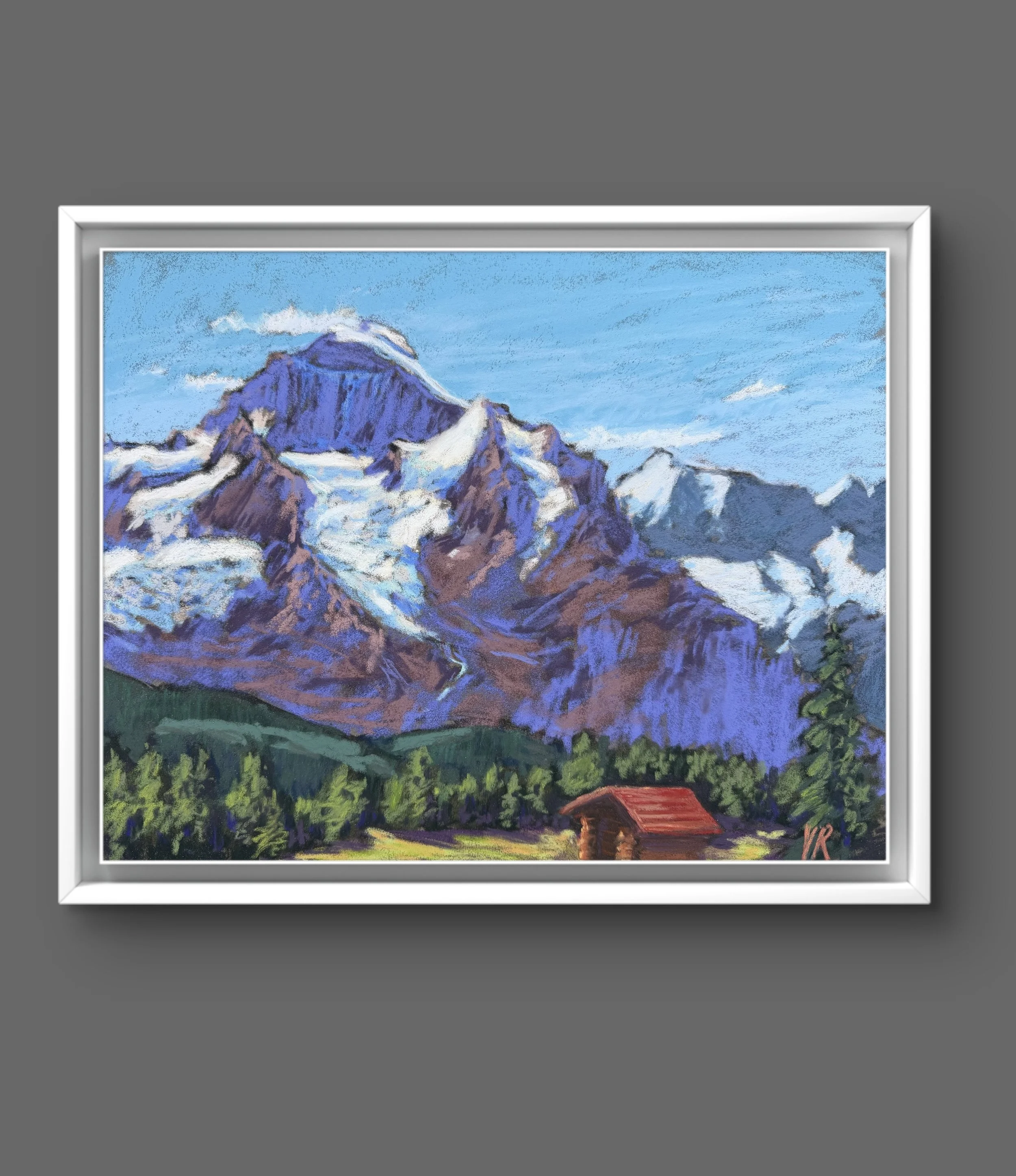 "Jungfrau from Isenfluh" pastel painting, plein air