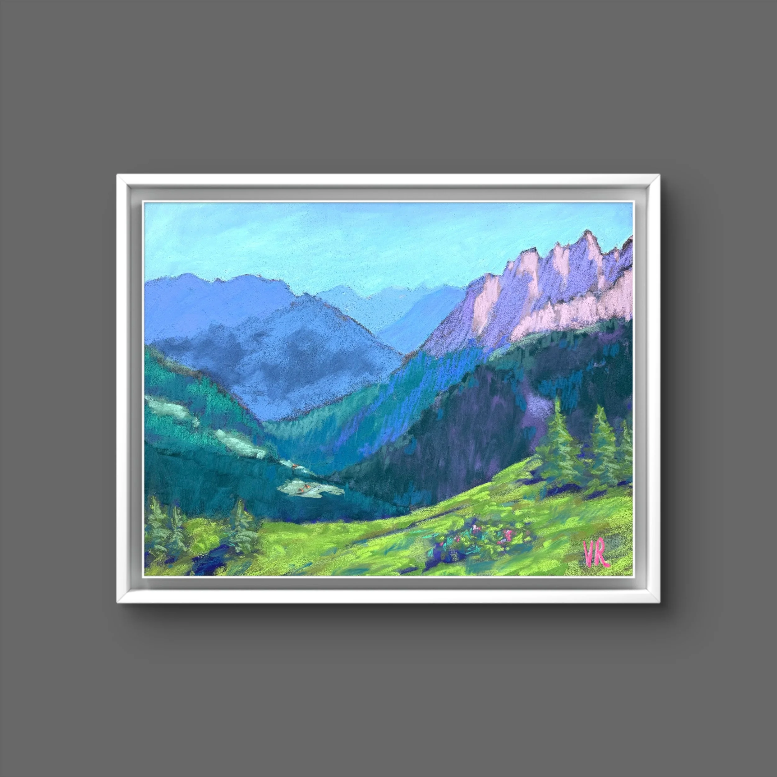 "Rosenlaui Valley from Grosse Scheidegg" pastel painting, plein air