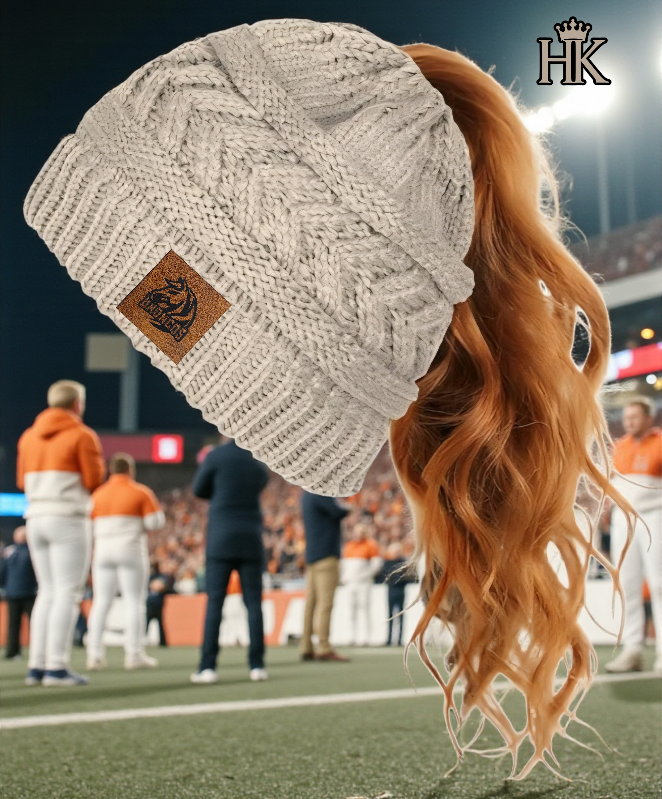 Knitted Beanie with Leather Patch