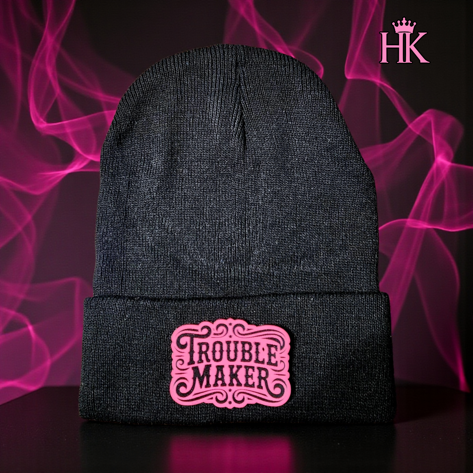 Trouble Maker Beanie with Leatherette Patch