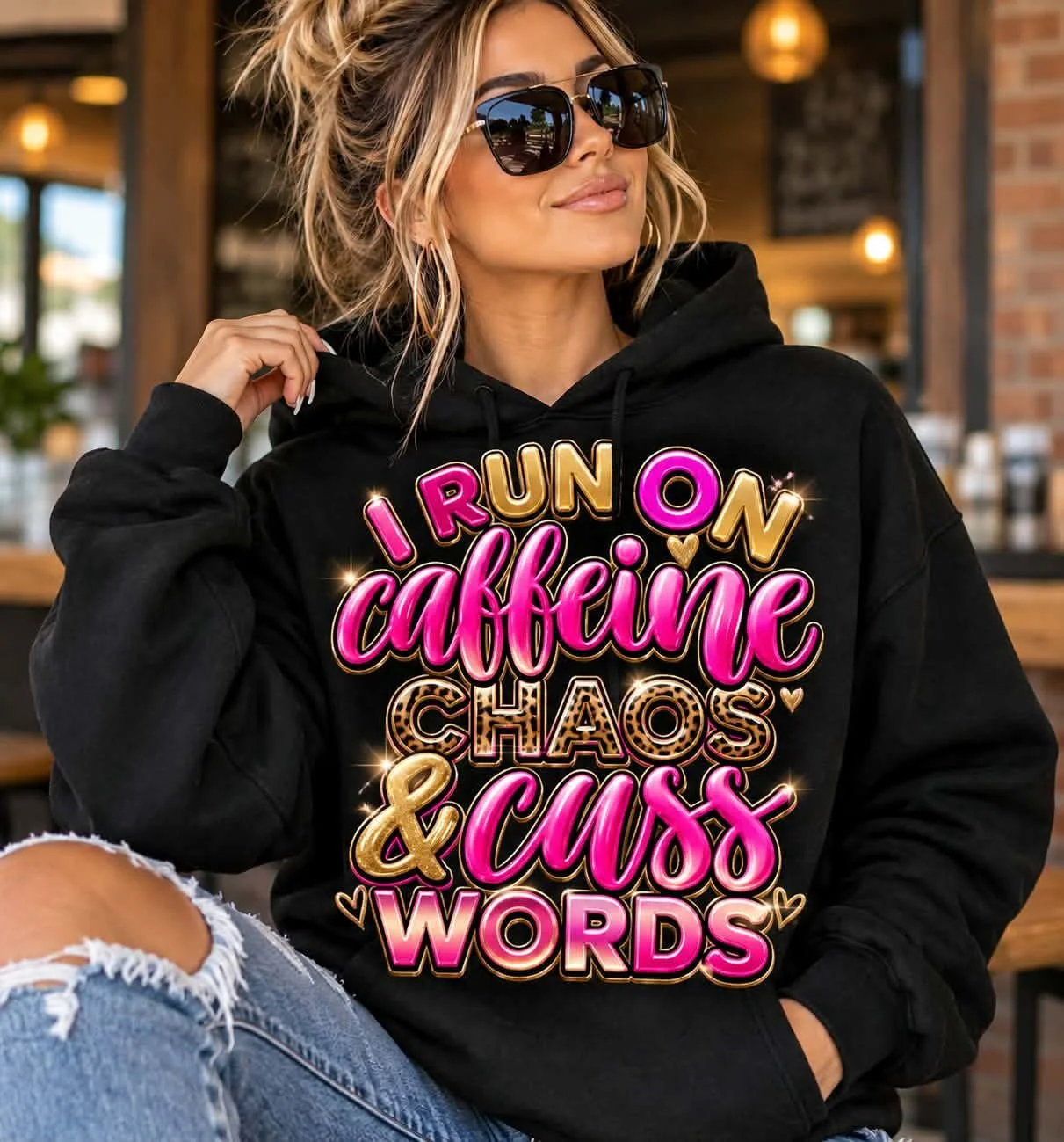Caffeine, Chaos & Cuss Words Hoodie