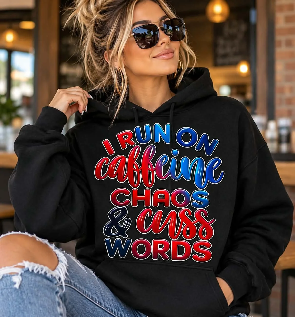 Caffeine, Chaos & Cuss Words Hoodie