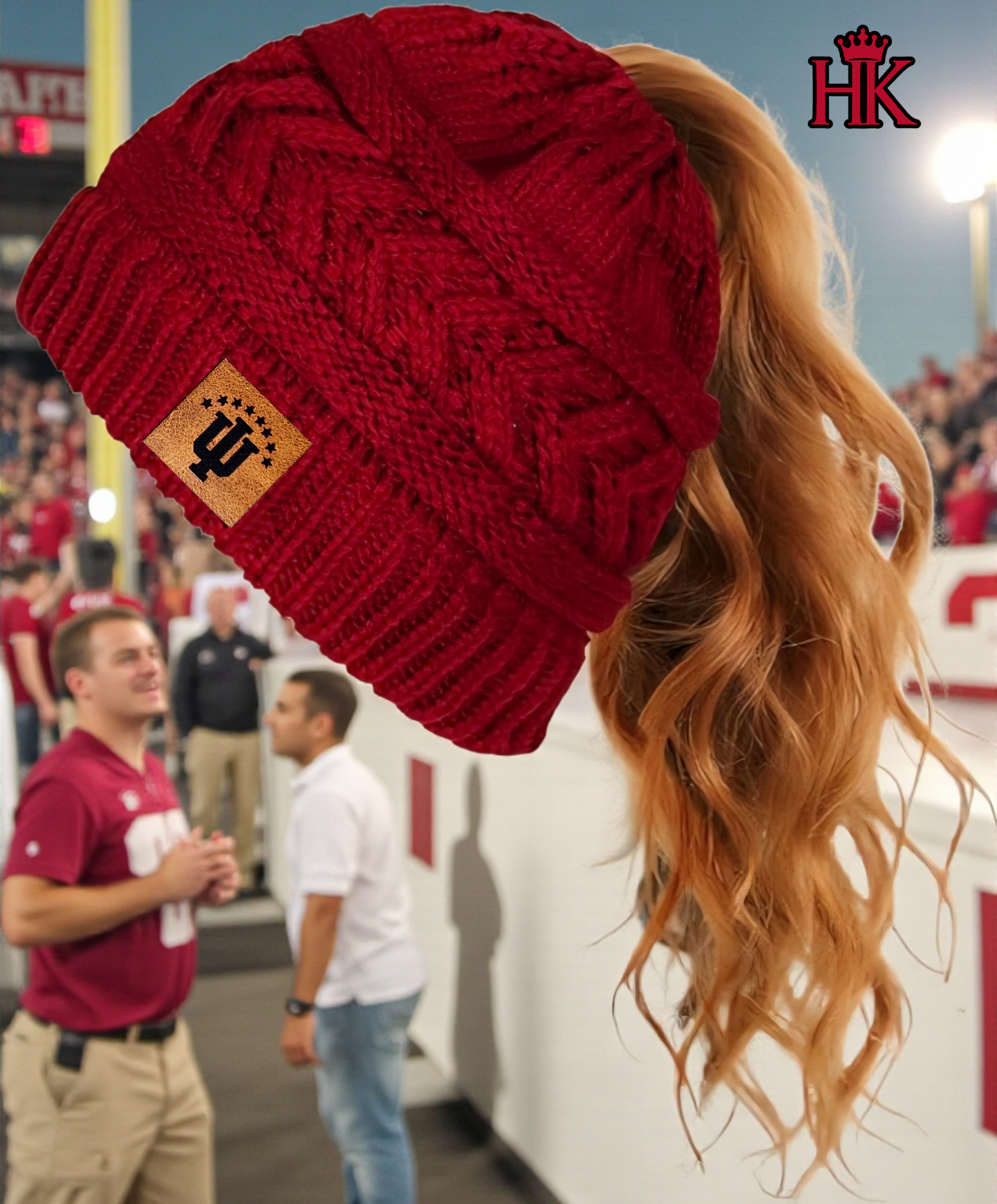 Knitted Beanie with Leather Patch